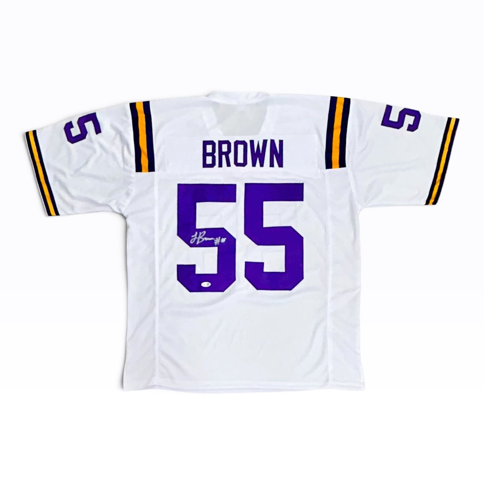 LAMAR BROWN AUTOGRAPHED CUSTOM WHITE PURPLE YELLOW JERSEY JSA Jersey lamar-brown-white-purple-yellow, supplier stock photo