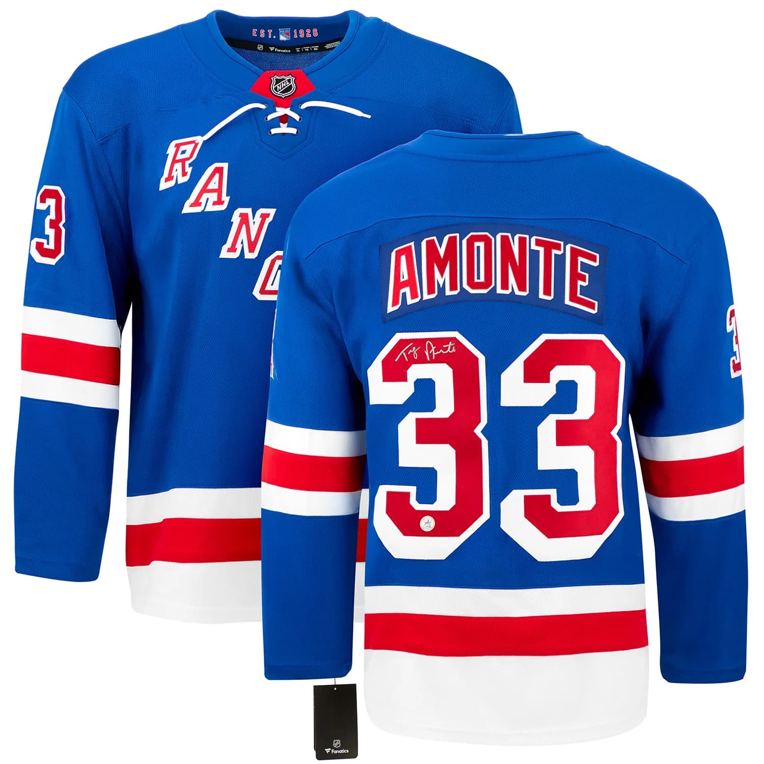 Tony Amonte Signed New York Rangers Fanatics Breakaway Jersey Tony Amonte Jersey breakaway, New York Rangers, view 3, supplier stock photo