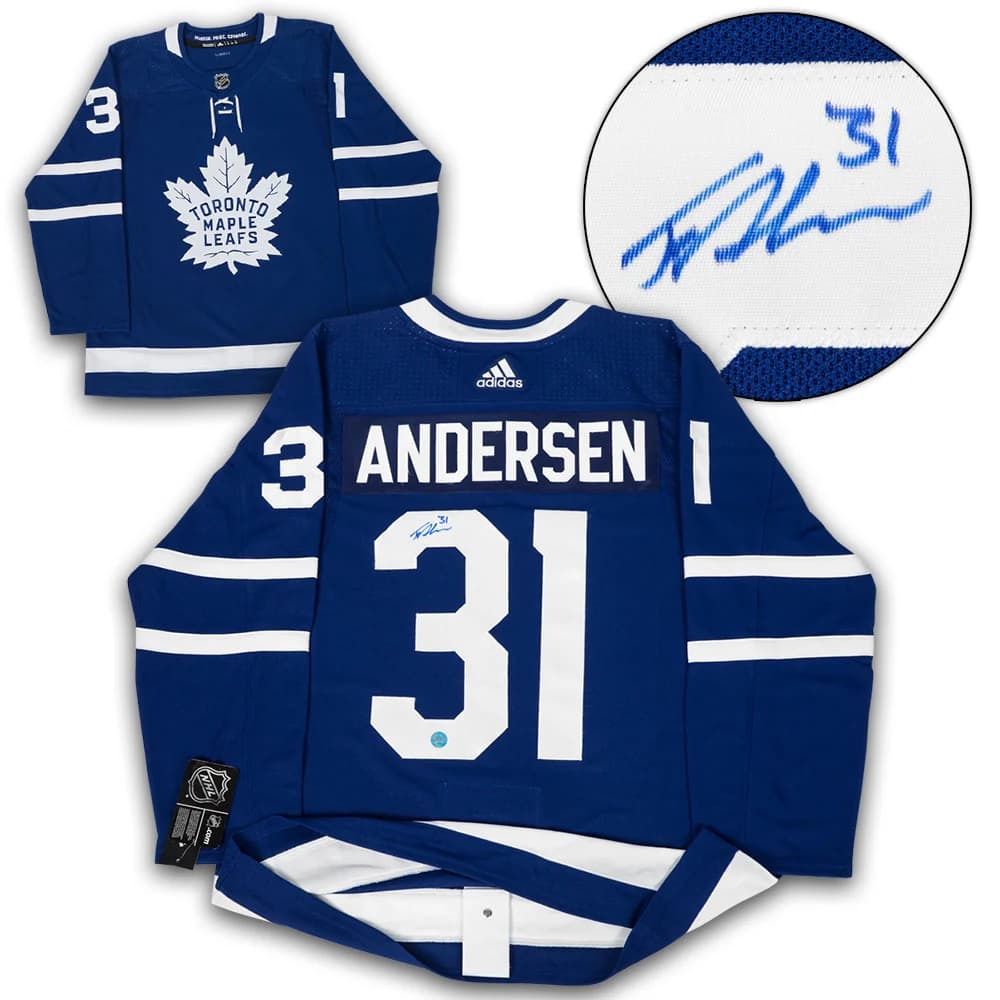 Frederik Andersen Autographed Toronto Maple Leafs adidas Jersey Frederik Andersen Jersey adidas, Toronto Maple Leafs, supplier stock photo