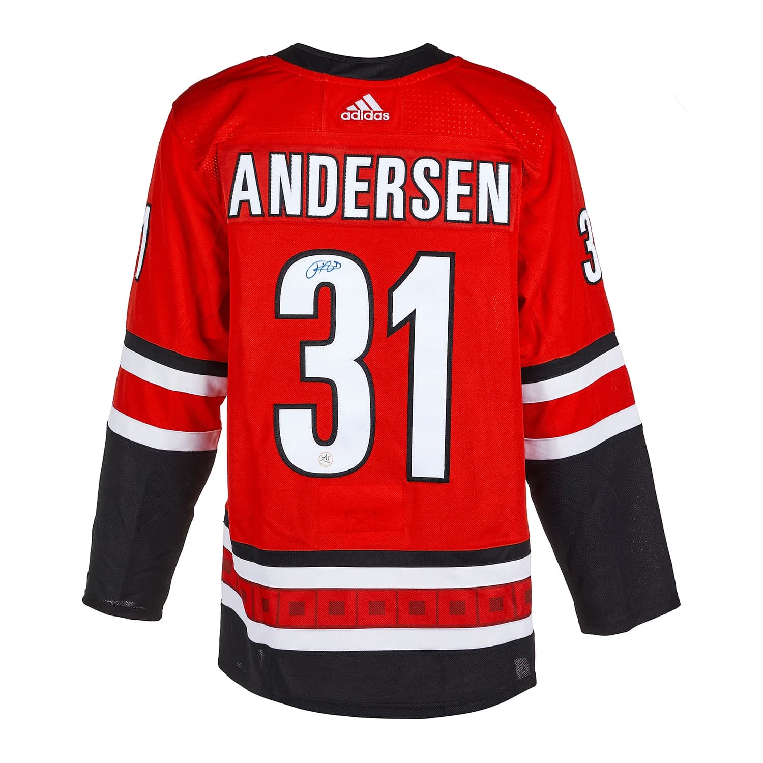 Frederik Andersen Autographed Carolina Hurricanes adidas Jersey Frederik Andersen Jersey adidas, Carolina Hurricanes, supplier stock photo