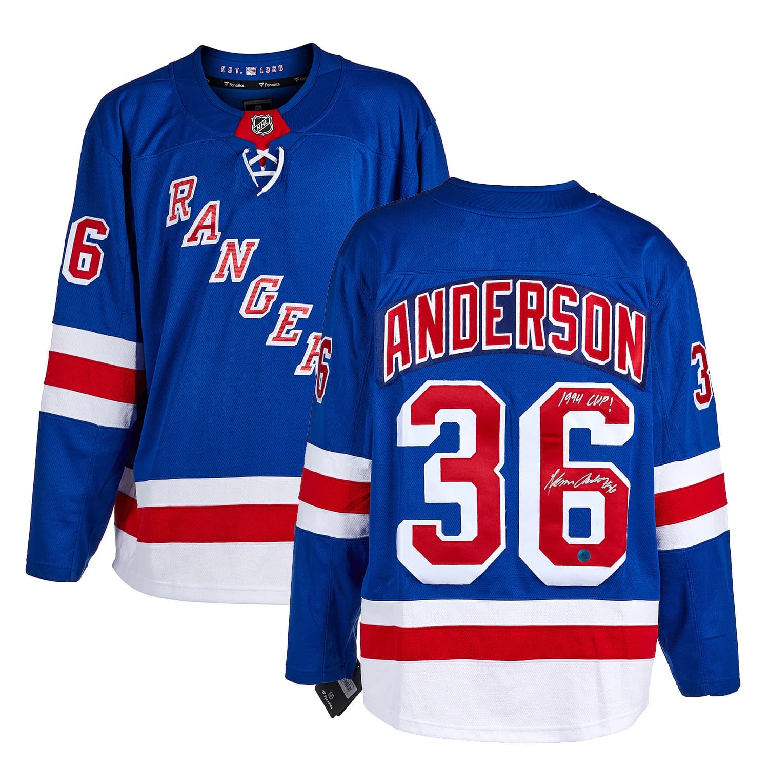 Glenn Anderson Autographed New York Rangers Fanatics Breakaway Jersey Glenn Anderson Jersey breakaway, New York Rangers, view 3, supplier stock photo