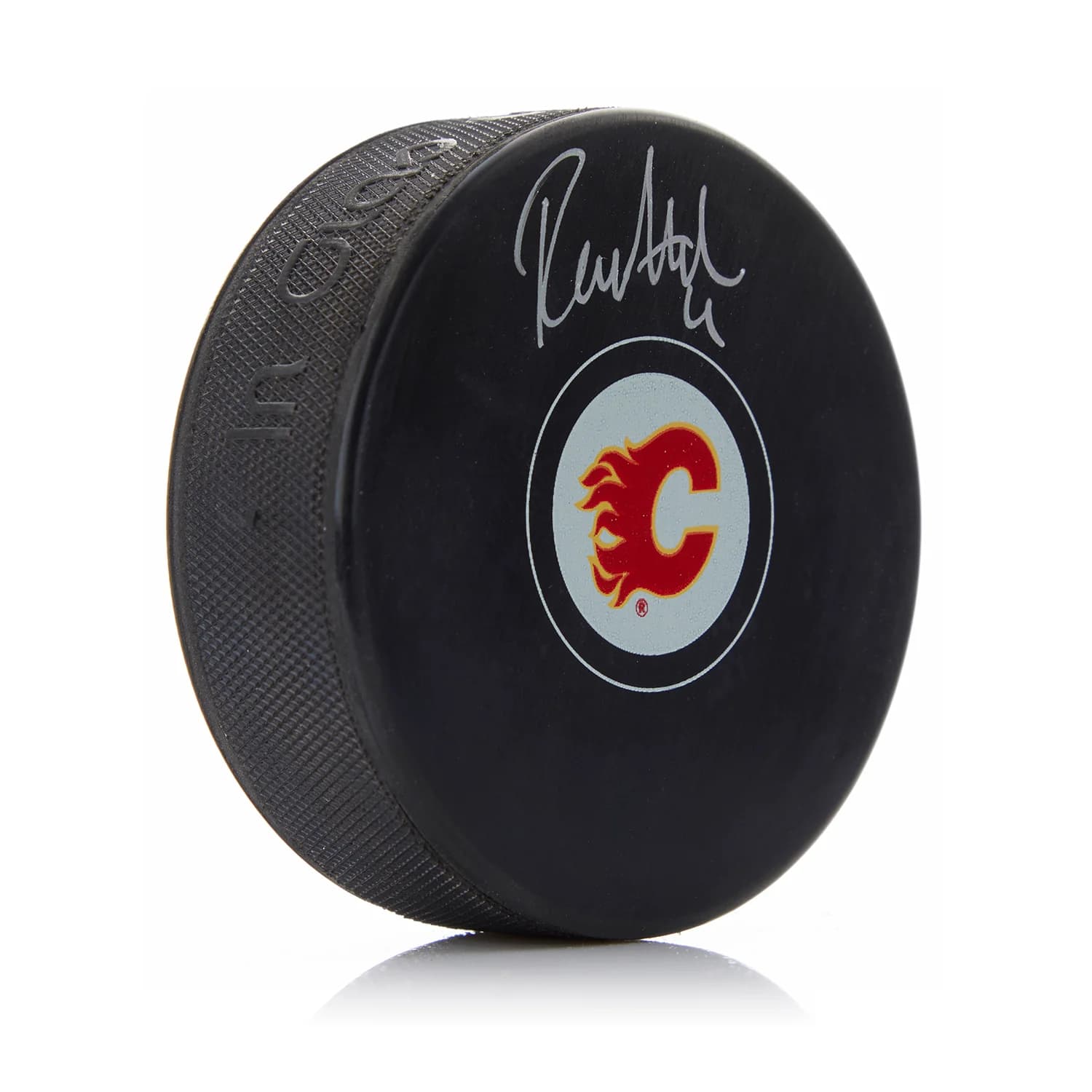 Rasmus Andersson Autographed Calgary Flames Hockey Puck Rasmus Andersson Puck hockey, Calgary Flames, supplier stock photo