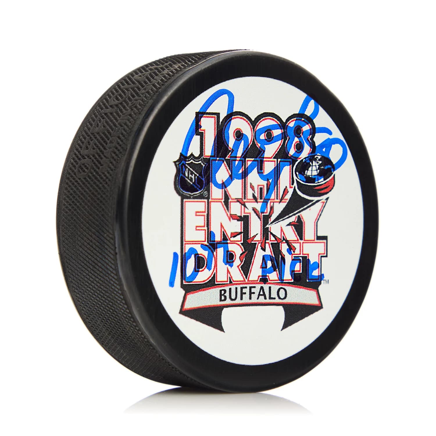 Nik Antropov Autographed 1998 NHL Entry Draft Puck with 10th Pick Note Nik Antropov Puck 1998-nhl-entry-draft-10th-pick, supplier stock photo