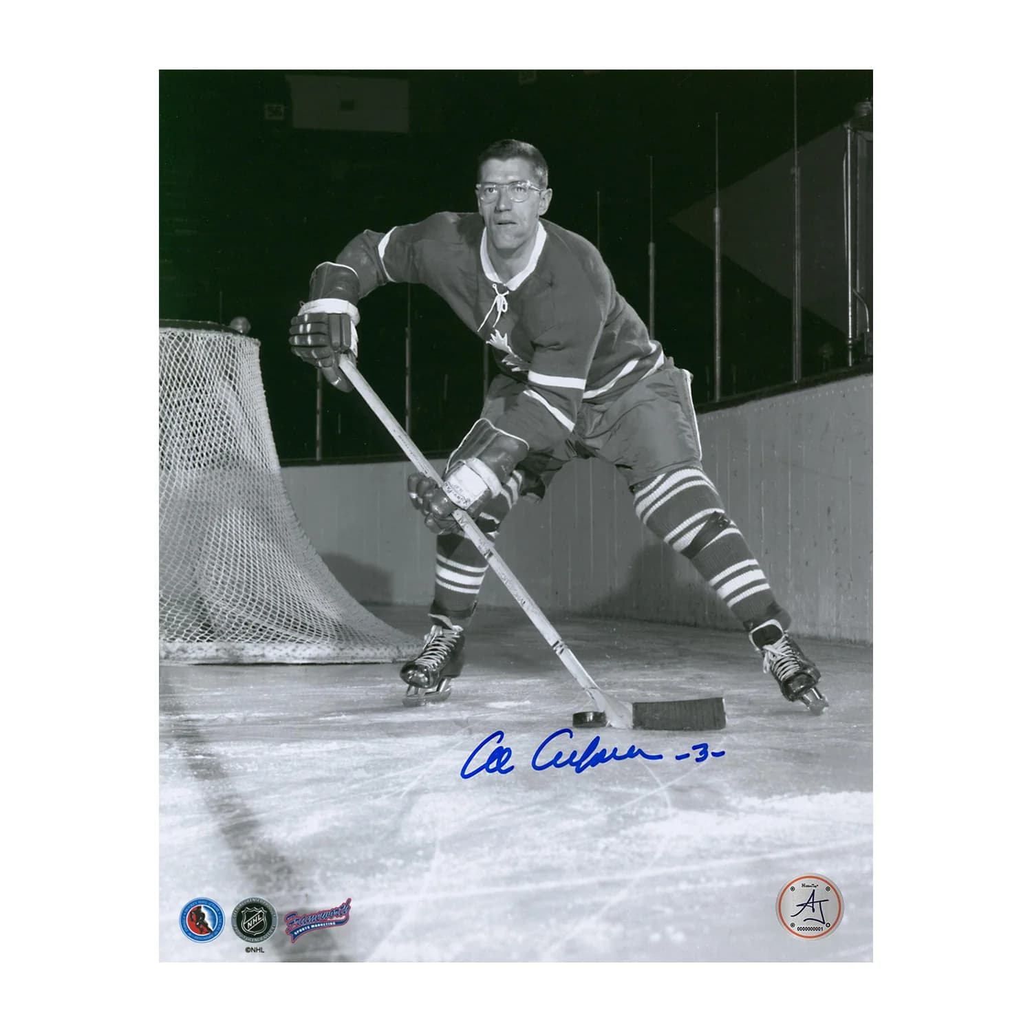 Al Arbour Autographed Toronto Maple Leafs Black and White 8x10 Photo Al Arbour Photo 8x10-black-white, Toronto Maple Leafs, supplier stock photo
