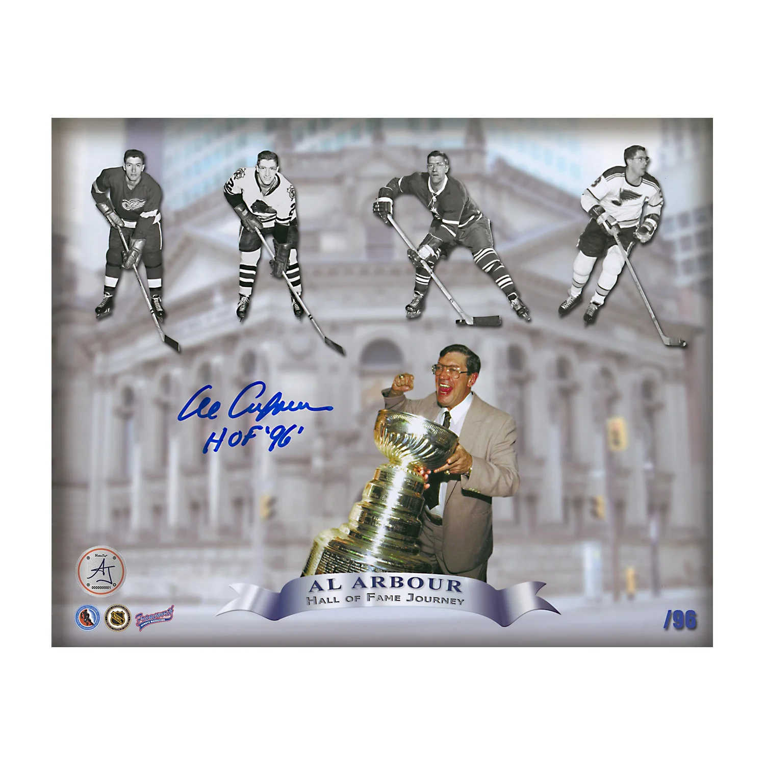 Al Arbour Signed Hockey Hall Of Fame Hall Of Fame Journey 8x10 Photo Al Arbour Photo 8x10-hockey-hall-fame-journey, supplier stock photo