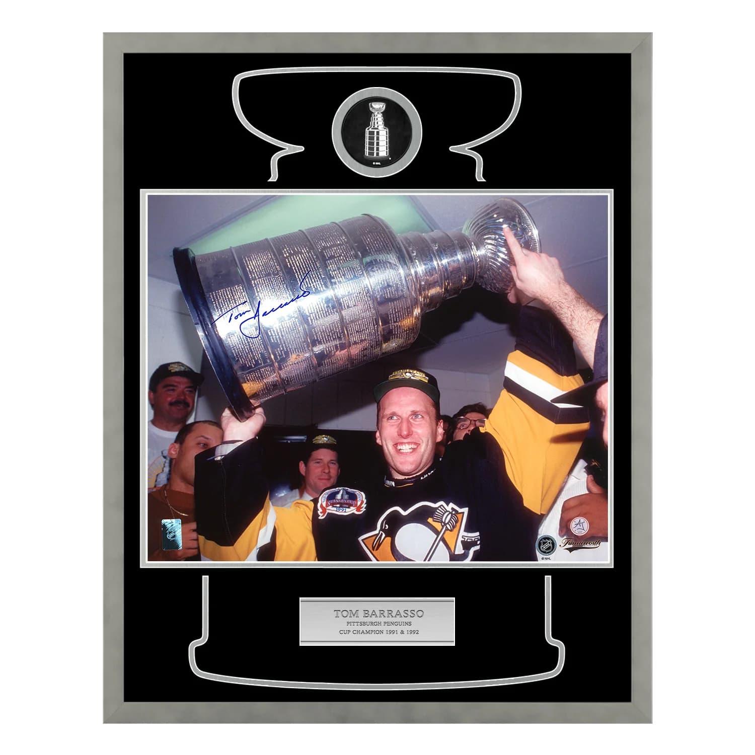 Tom Barrasso Signed Pittsburgh Penguins Cup Champion 26x32 Frame Tom Barrasso Other 26x32-cup-champion-frame, Pittsburgh Penguins, supplier stock photo