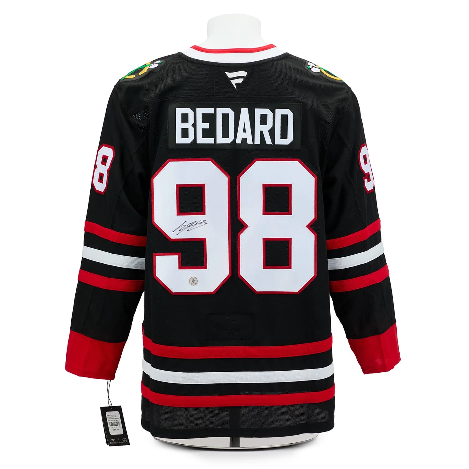 Connor Bedard Autographed Chicago Blackhawks Alt Black Fanatics Premium Jersey Connor Bedard Jersey connor-bedard-alt-black-premium, Chicago Blackhawks, supplier stock photo