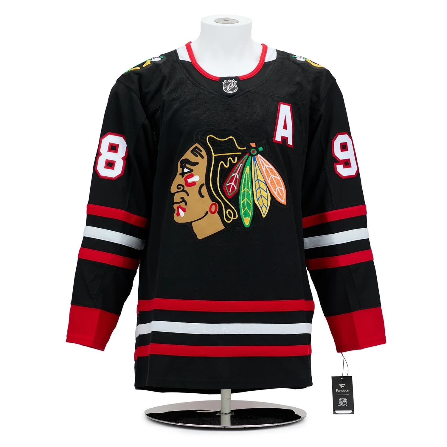 Connor Bedard Autographed Chicago Blackhawks Alt Black Fanatics Premium Jersey Connor Bedard Jersey connor-bedard-alt-black-premium, Chicago Blackhawks, view 2, supplier stock photo