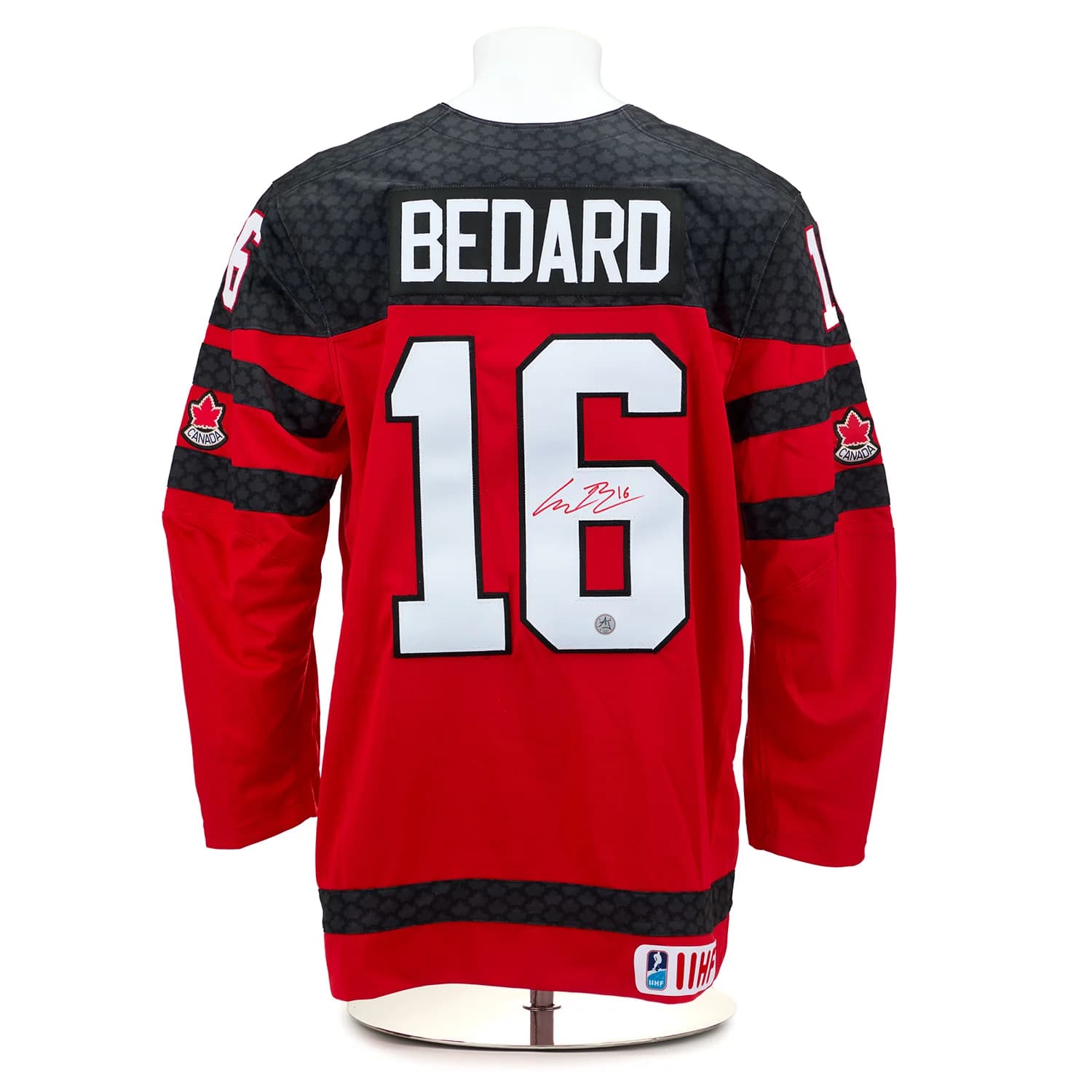 Connor Bedard Autographed Team Canada Red Nike Hockey Jersey Connor Bedard Jersey connor-bedard-team-canada-red-nike, supplier stock photo
