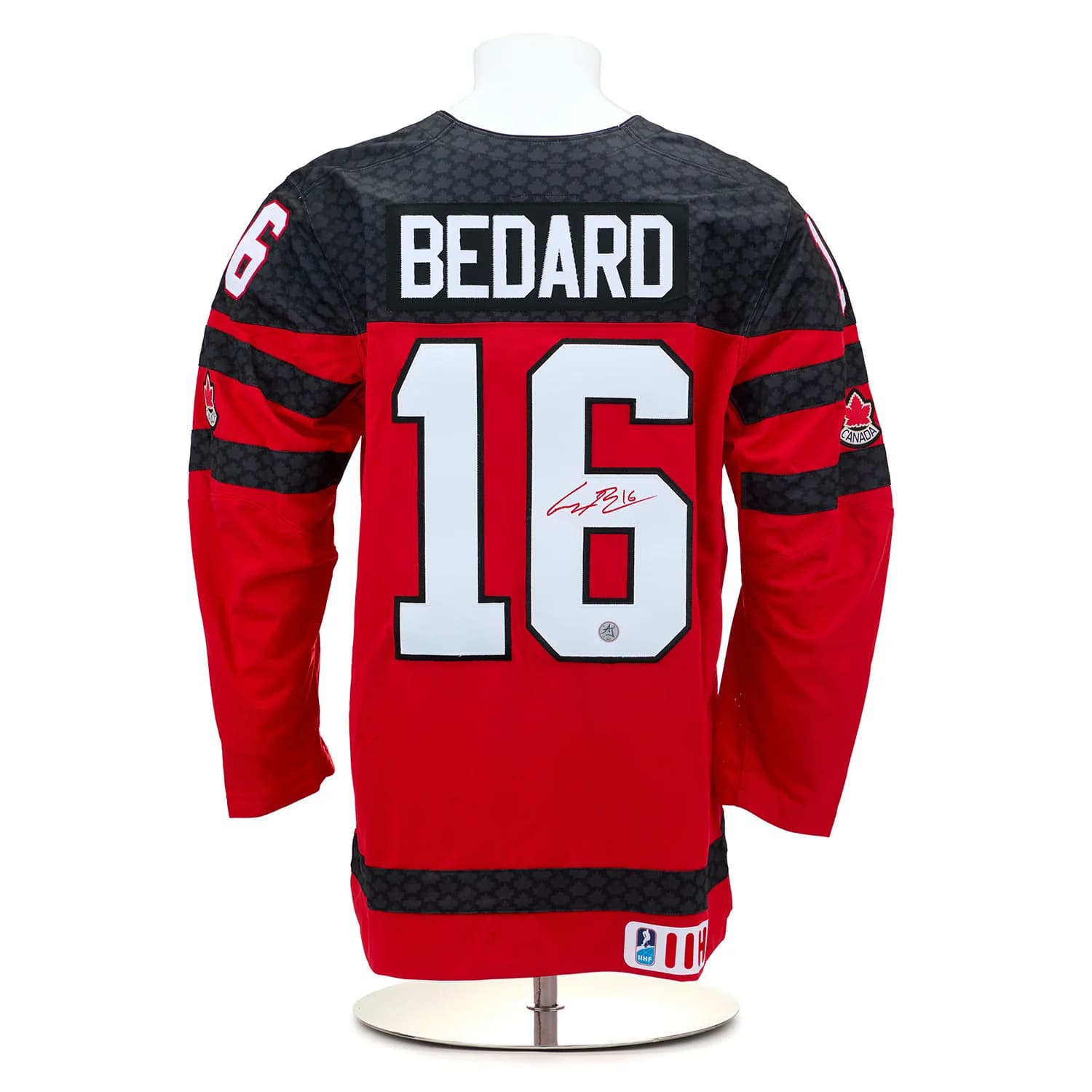 Connor Bedard Autographed Team Canada Red Nike Hockey Jersey Connor Bedard Jersey connor-bedard-team-canada-red-nike, supplier stock photo