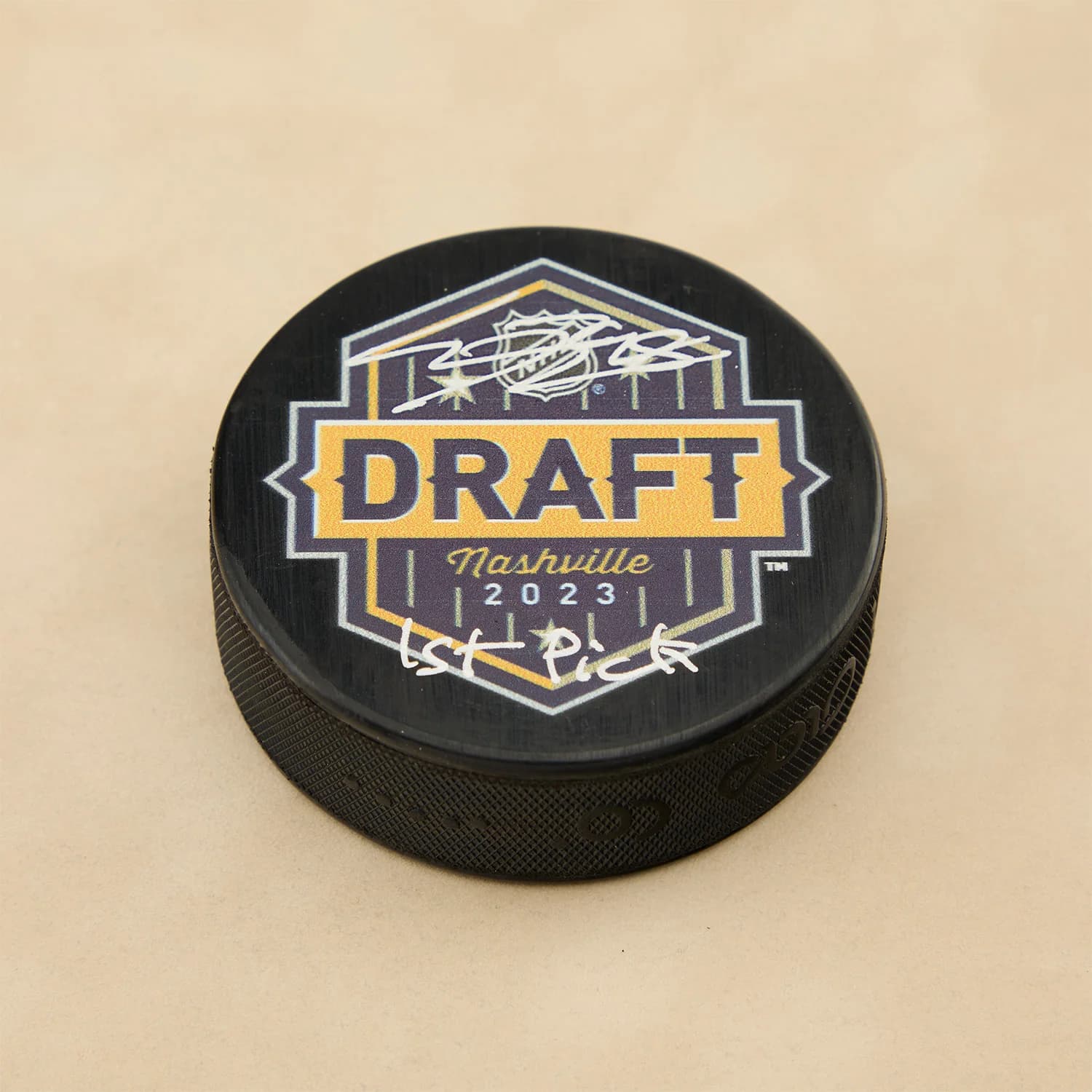 Connor Bedard Signed 2023 NHL Entry Draft Puck with 1st Pick Note Connor Bedard Puck connor-bedard-2023-nhl-entry-draft, supplier stock photo