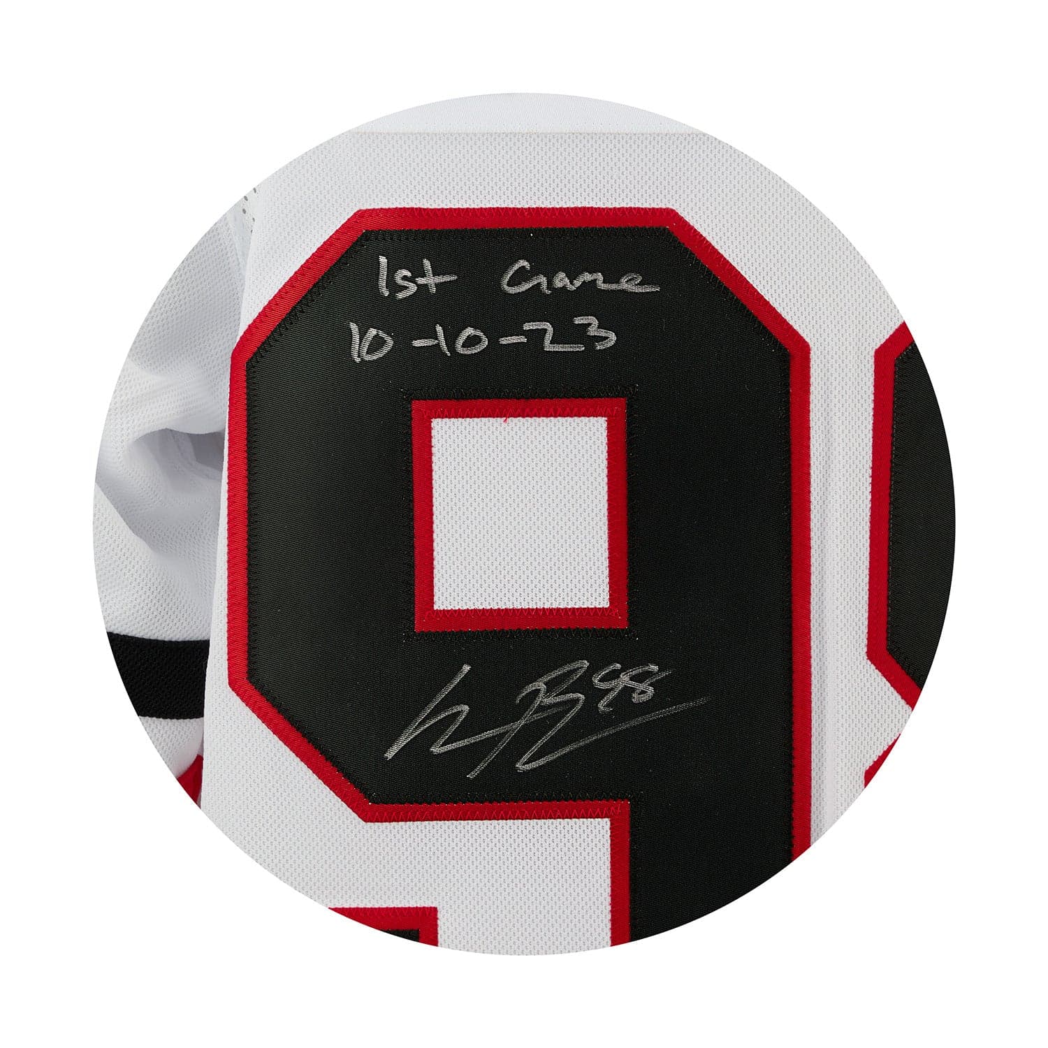 Connor Bedard Chicago Blackhawks Signed & Dated 1st Game adidas Jersey #52/98 Connor Bedard Jersey connor-bedard-dated-1st-game-adidas, Chicago Blackhawks, view 3, supplier stock photo
