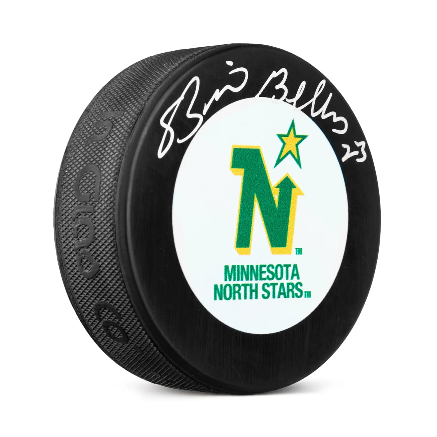 Brian Bellows Autographed Minnesota North Stars Retro Logo Puck Brian Bellows Puck minnesota-north-stars-retro-logo, supplier stock photo