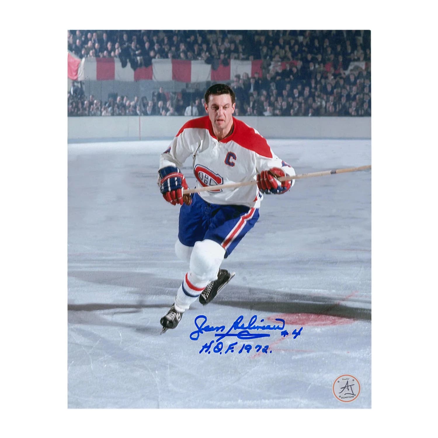 Jean Beliveau Signed Montreal Canadiens Captain 8x10 Photo with Note Jean Beliveau Photo 8x10-captain-note, Montreal Canadiens, supplier stock photo