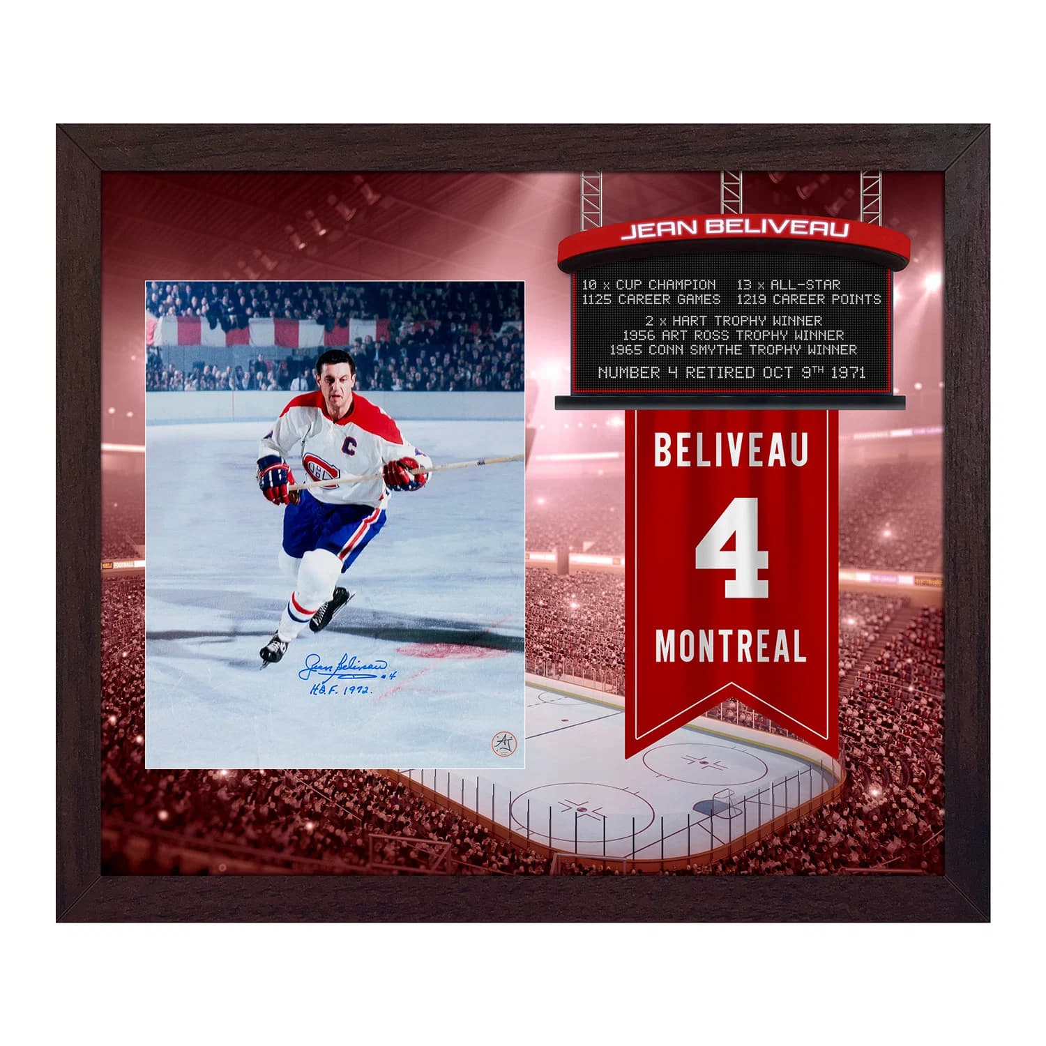 Jean Beliveau Signed Montreal Canadiens Retired Number 23x27 Graphic Frame Jean Beliveau Other 23x27-retired-number-graphic-frame, Montreal Canadiens, supplier stock photo