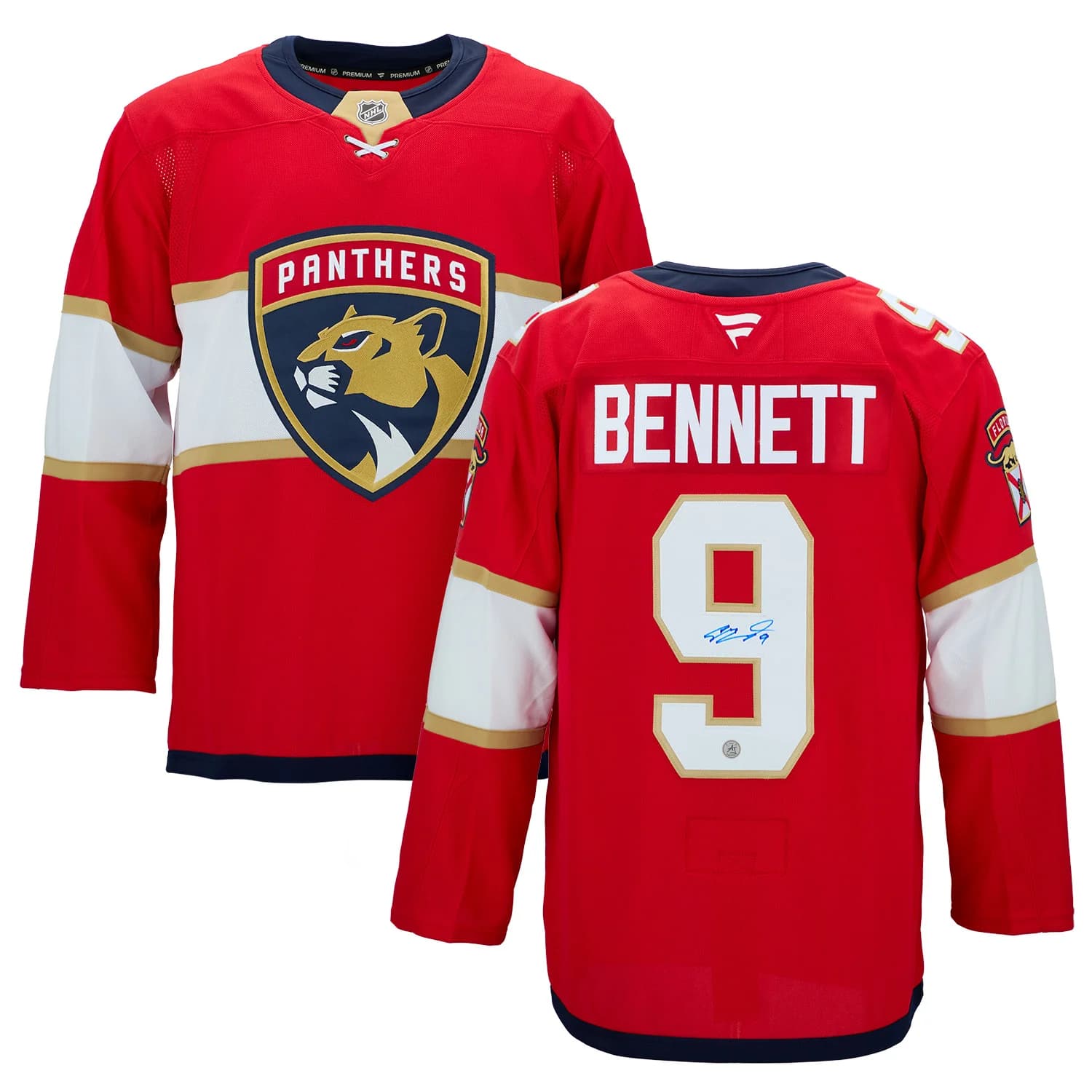 Sam Bennett Autographed Florida Panthers Fanatics Premium Jersey Sam Bennett Jersey sam-bennett-florida-panthers-premium, Florida Panthers, view 3, supplier stock photo