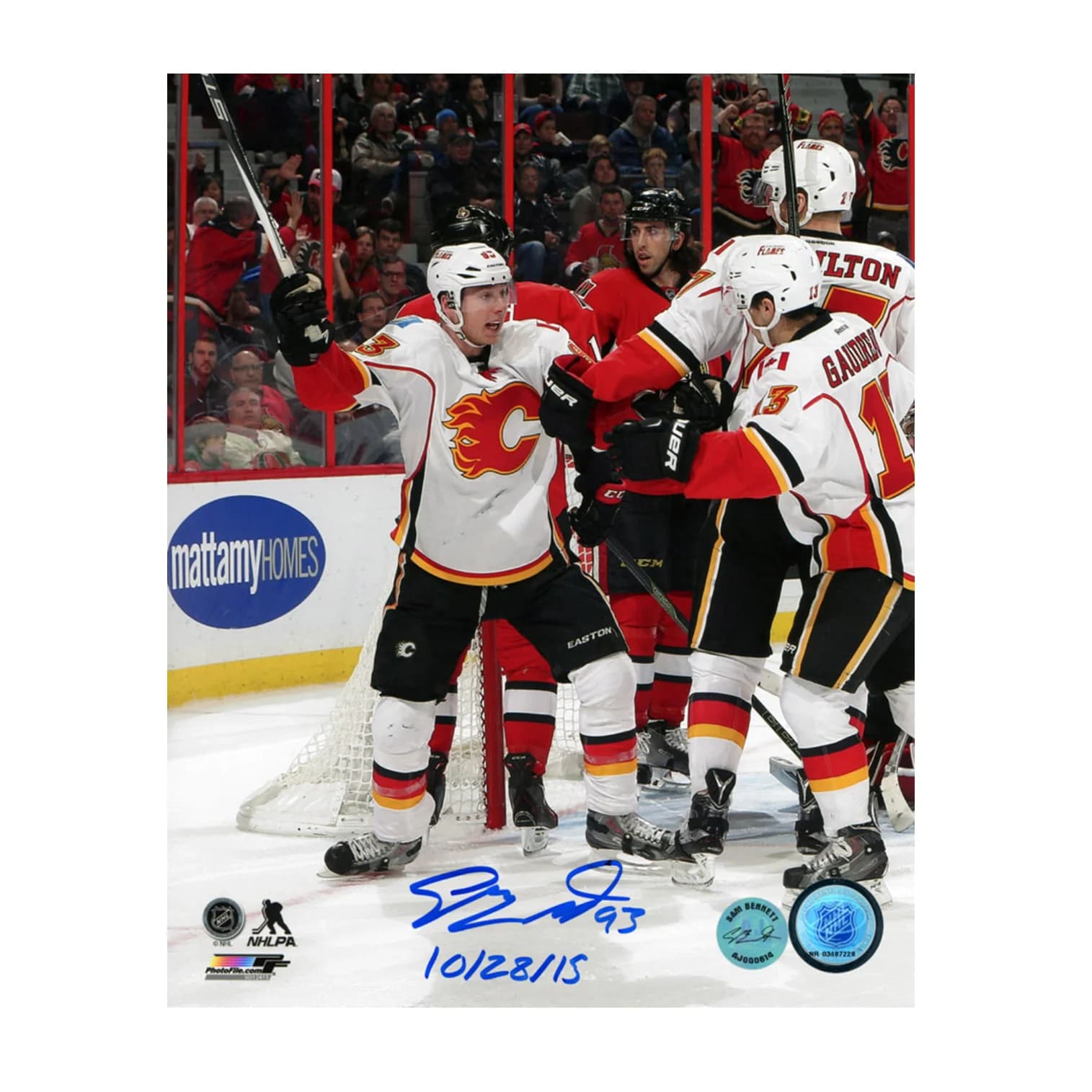 Sam Bennett Signed Calgary Flames First Game 8x10 Photo with Note Sam Bennett Photo 8x10-first-game-note, Calgary Flames, supplier stock photo