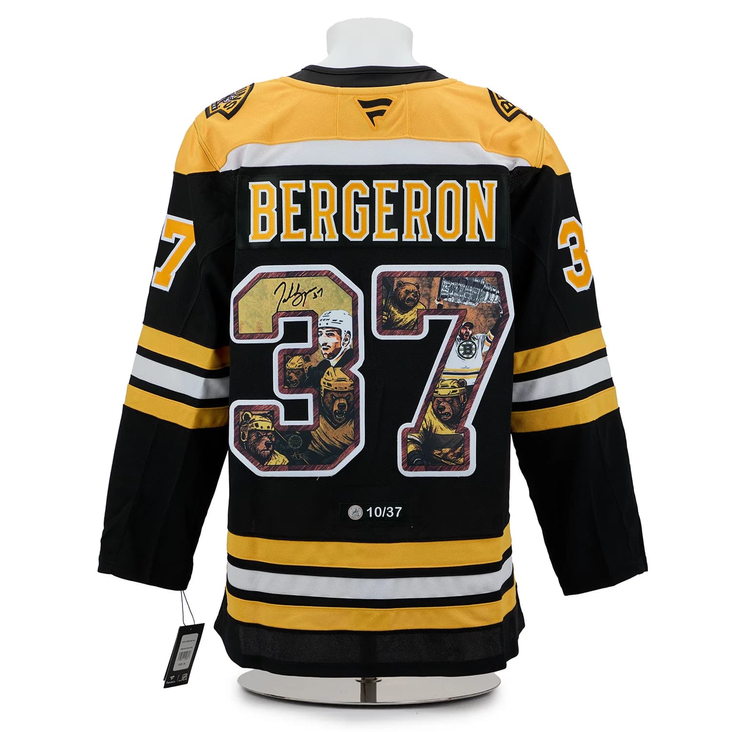 Patrice Bergeron Signed Boston Bruins Comic Book Bear Art Jersey #10/37 Patrice Bergeron Jersey patrice-bergeron-boston-bruins-comic-book, Boston Bruins, supplier stock photo