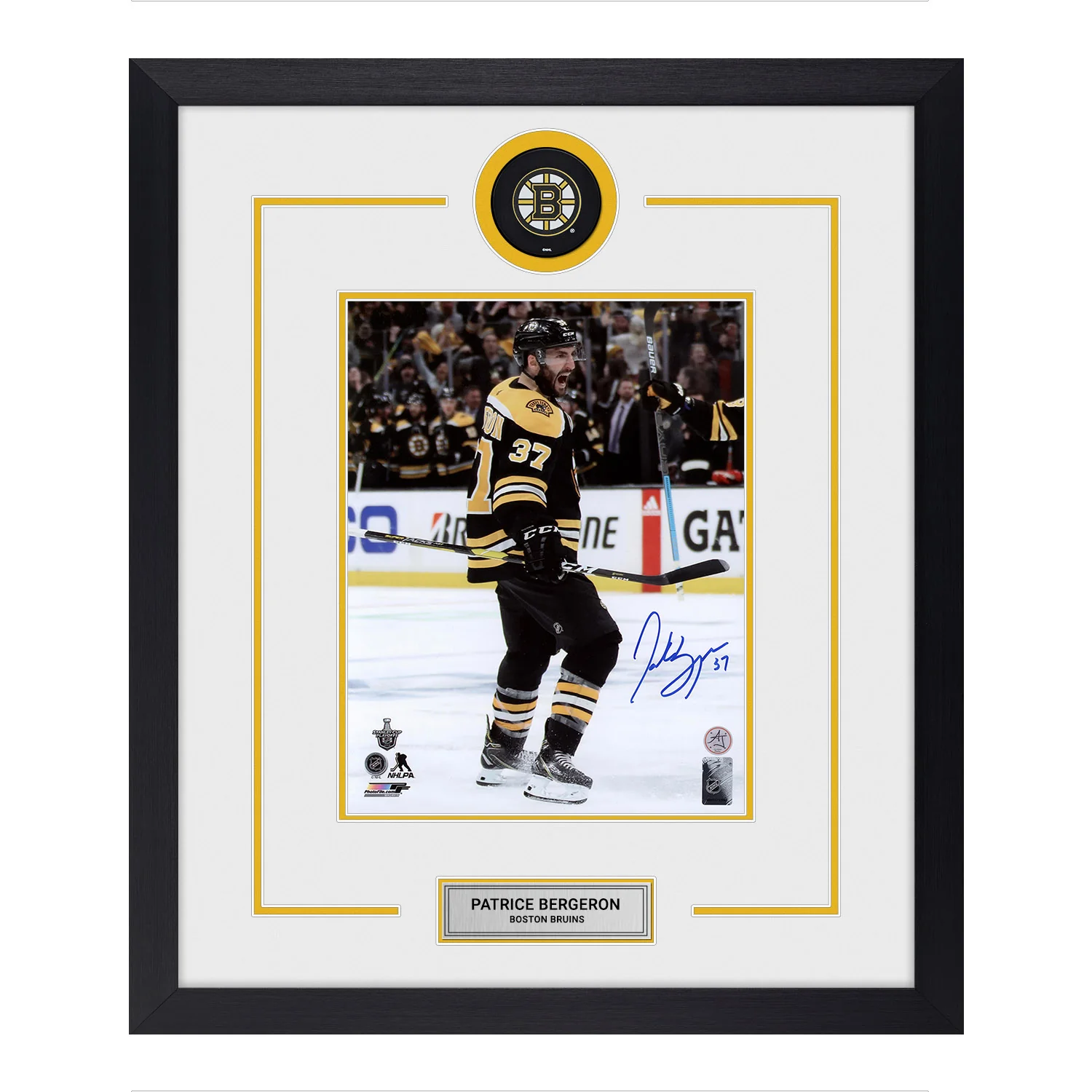 Patrice Bergeron Signed Boston Bruins Puck Logo 23x27 Frame Patrice Bergeron Puck 23x27-patrice-bergeron-boston-bruins-logo-frame, Boston Bruins, supplier stock photo