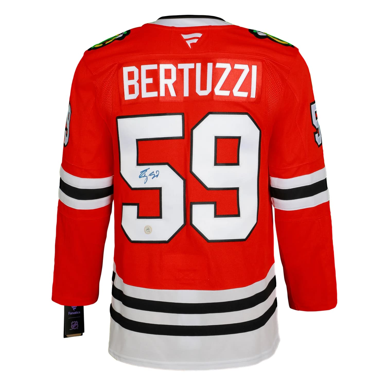 Tyler Bertuzzi Autographed Chicago Blackhawks Fanatics Premium Jersey Tyler Bertuzzi Jersey premium, Chicago Blackhawks, supplier stock photo