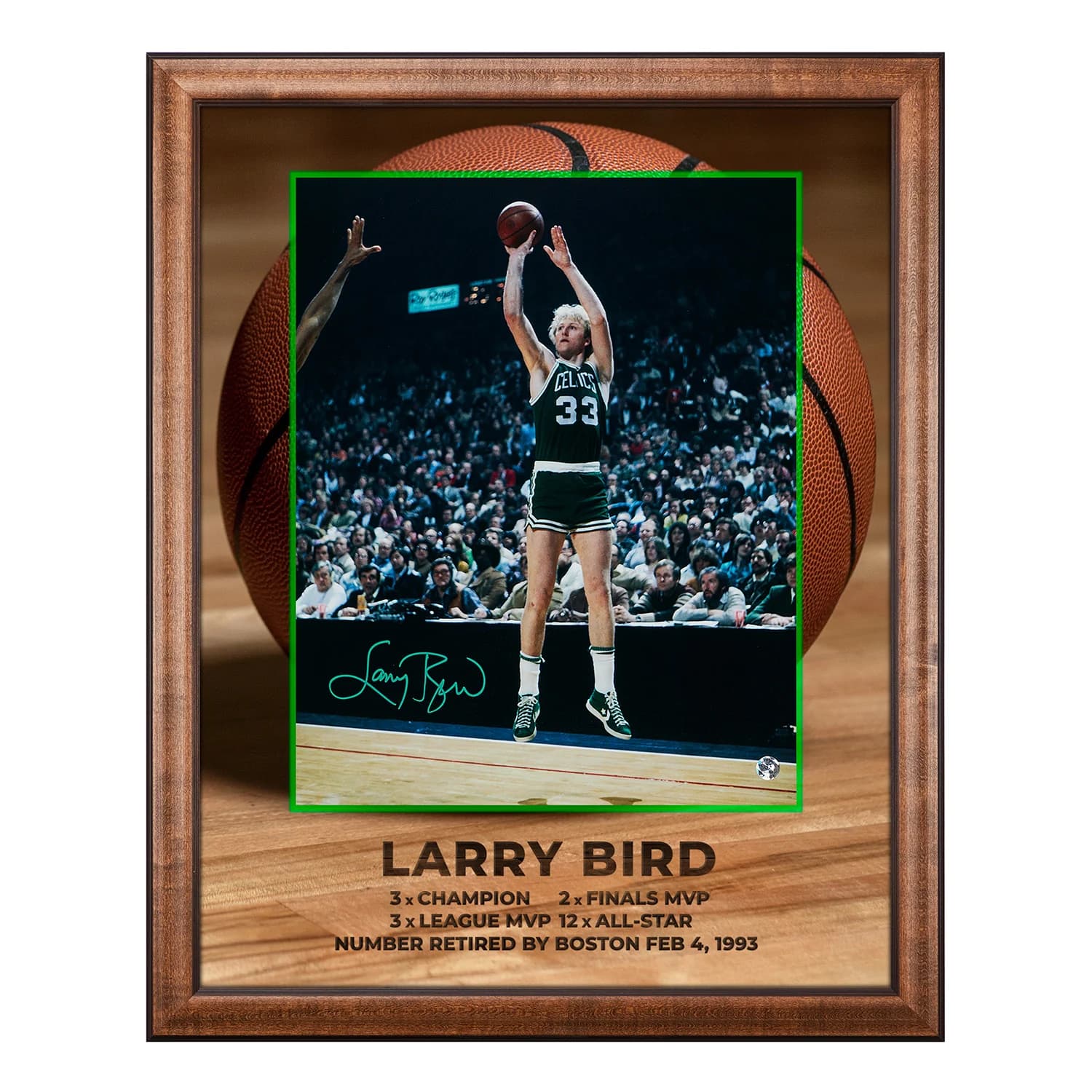 Larry Bird Autographed Boston Celtics Basketball Graphic 26x32 Frame Larry Bird Ball 26x32-basketball-graphic-frame, Boston Celtics, supplier stock photo