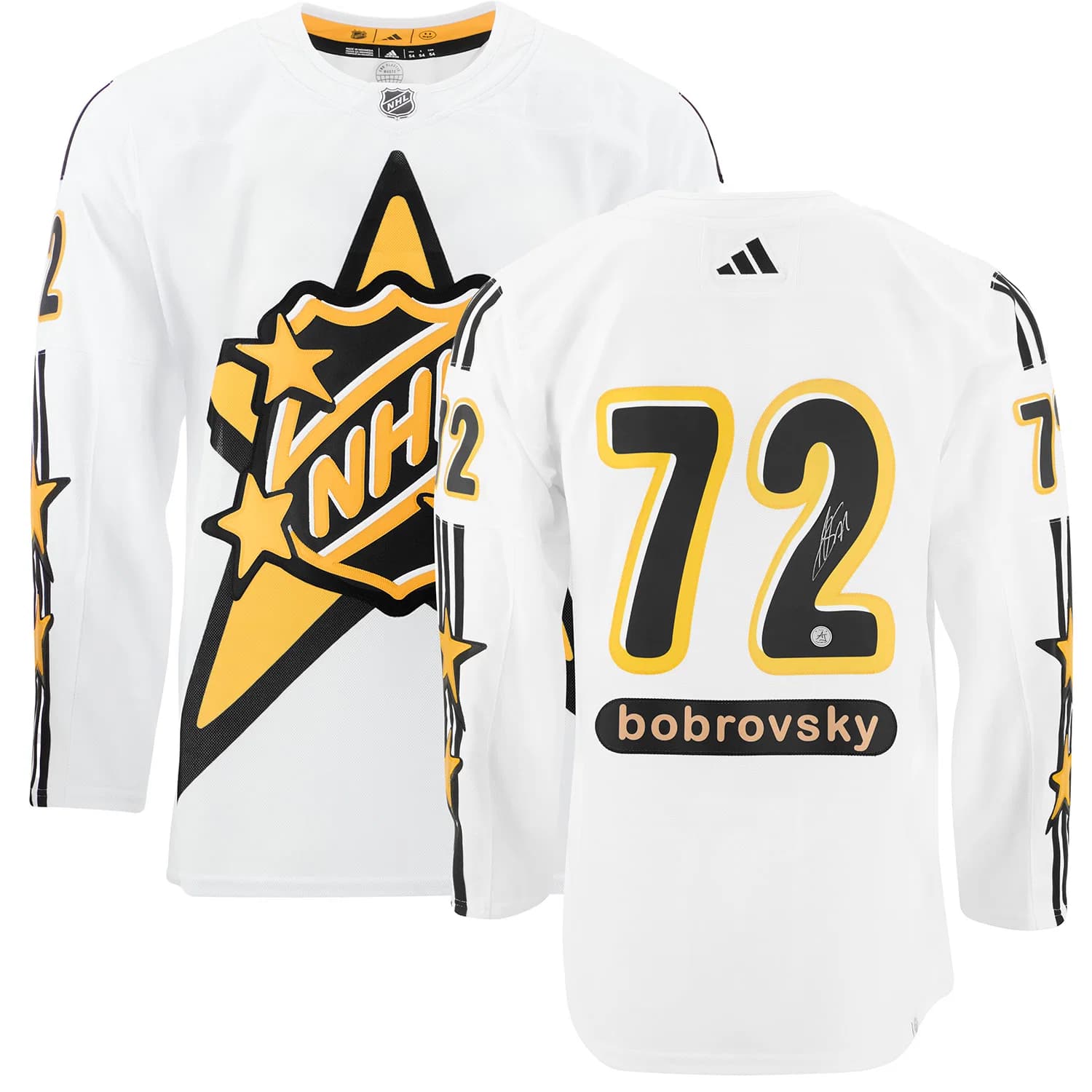 Sergei Bobrovsky Signed 2024 NHL All-Star Game White adidas Jersey Sergei Bobrovsky Jersey 2024-nhl-all-star-game-white, view 3, supplier stock photo