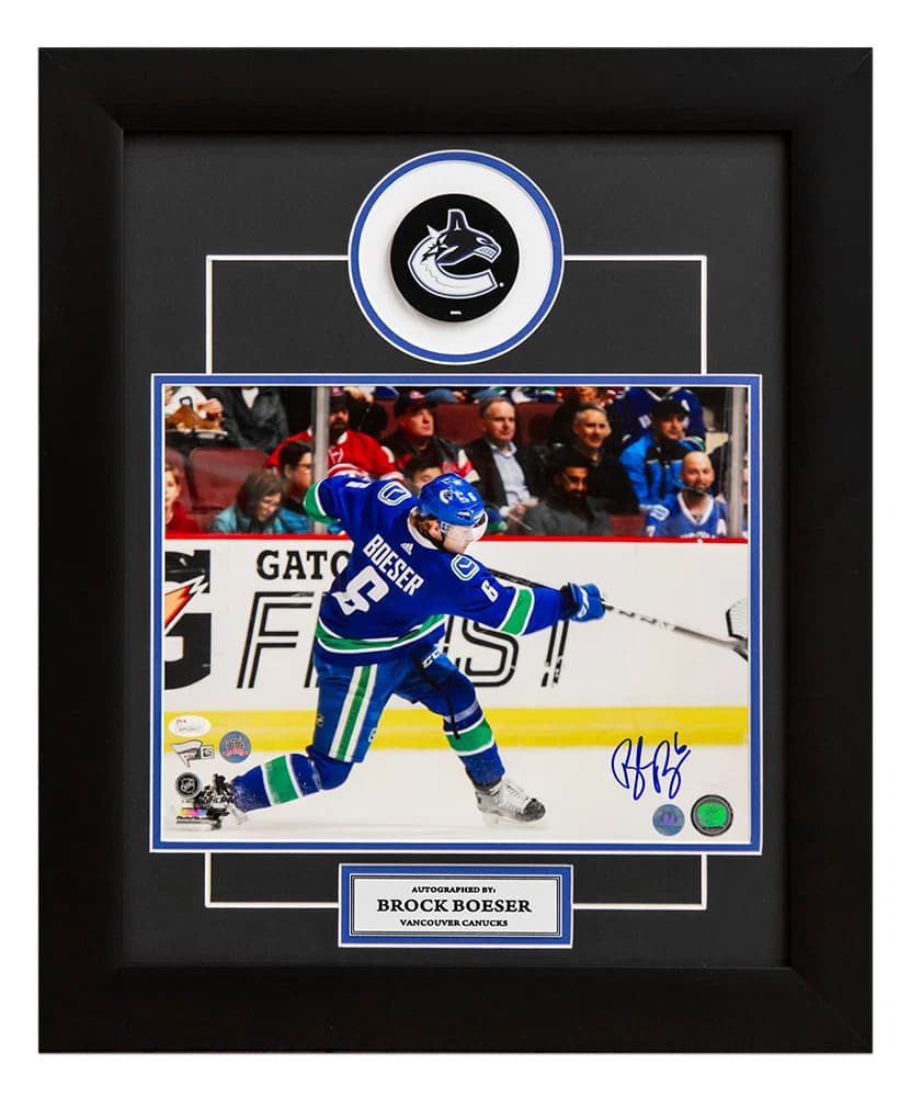 Brock Boeser Vancouver Canucks Autographed Slapshot 20x24 Puck Frame Brock Boeser Puck 20x24-slapshot-frame, Vancouver Canucks, supplier stock photo