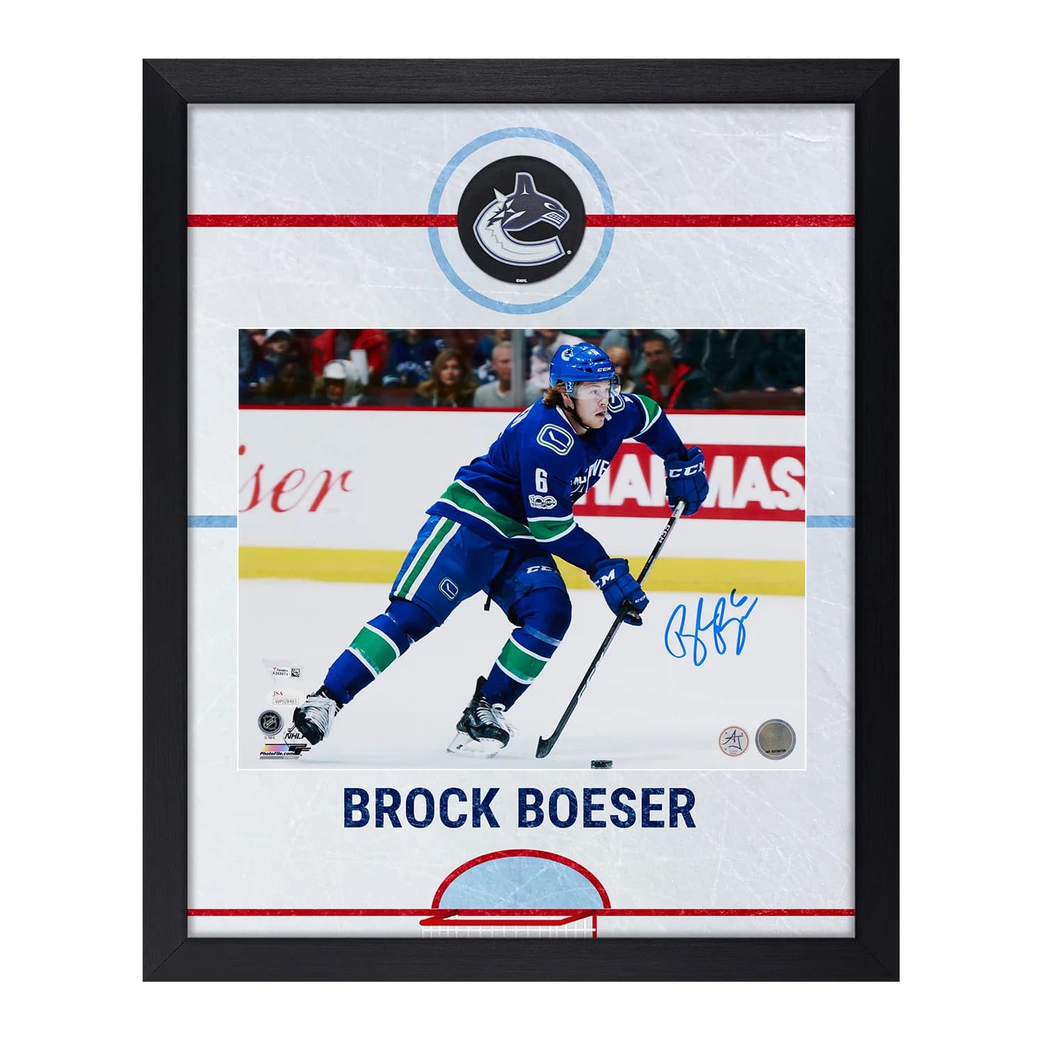 Brock Boeser Signed Vancouver Canucks Graphic Rink 19x23 Frame Brock Boeser Other 19x23-graphic-rink-frame, Vancouver Canucks, supplier stock photo