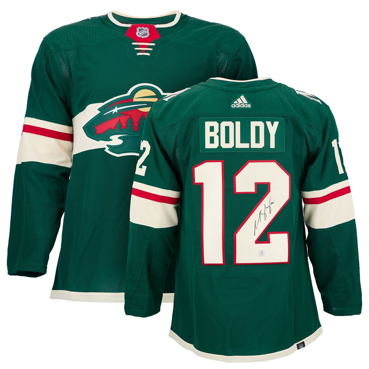 Matt Boldy Autographed Minnesota Wild Green adidas Jersey Matt Boldy Jersey green-adidas, Minnesota Wild, view 3, supplier stock photo
