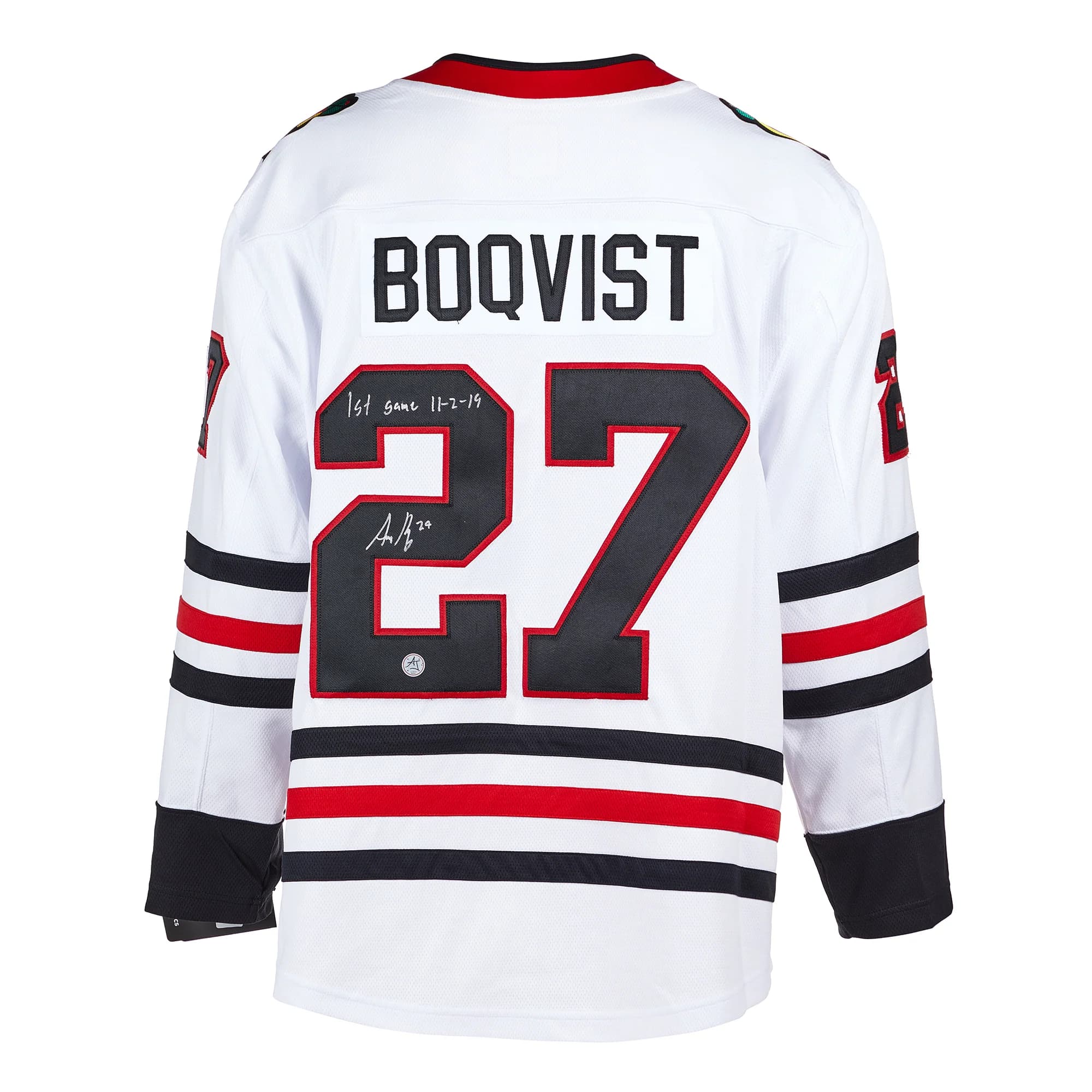 Adam Boqvist Chicago Blackhawks Signed & Dated 1st Game Fanatics Jersey Adam Boqvist Jersey dated-1st-game, Chicago Blackhawks, supplier stock photo