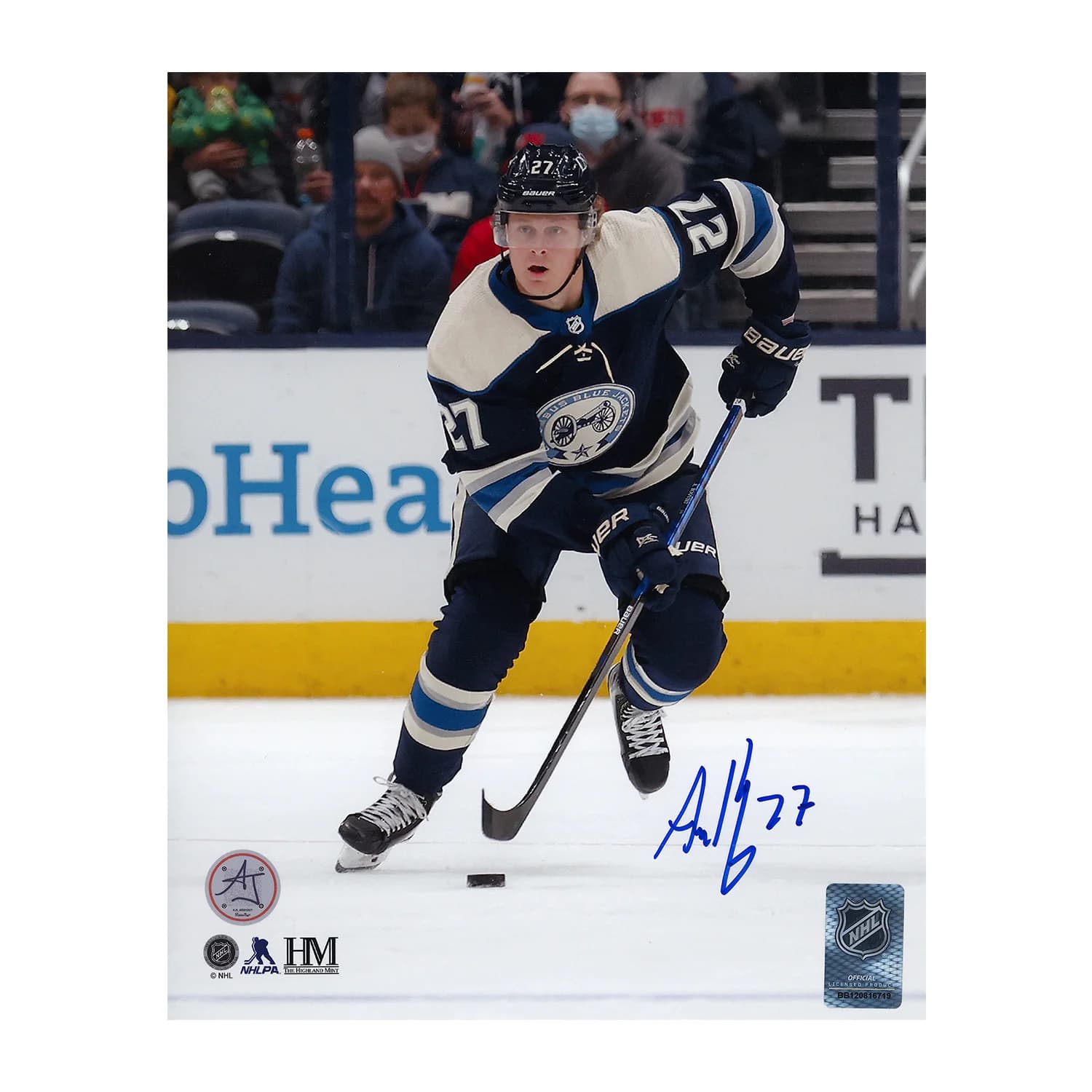 Adam Boqvist Autographed Columbus Blue Jackets Puck Rush 8x10 Photo Adam Boqvist Puck 8x10-adam-boqvist-columbus-blue-jackets-rush, Columbus Blue Jackets, supplier stock photo