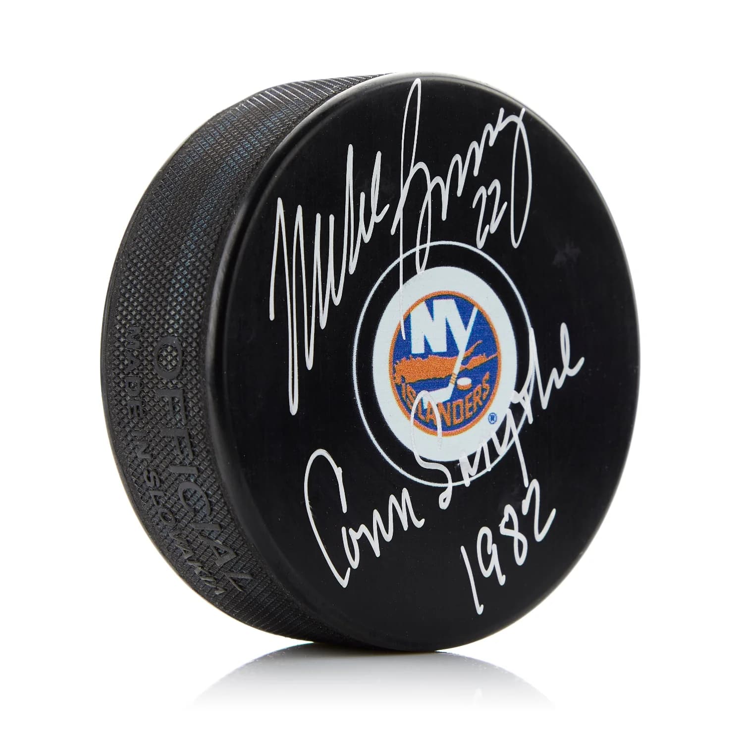 Mike Bossy Signed New York Islanders Hockey Puck with Conn Smythe Note Mike Bossy Puck mike-bossy-york-islanders-hockey-conn, New York Islanders, supplier stock photo