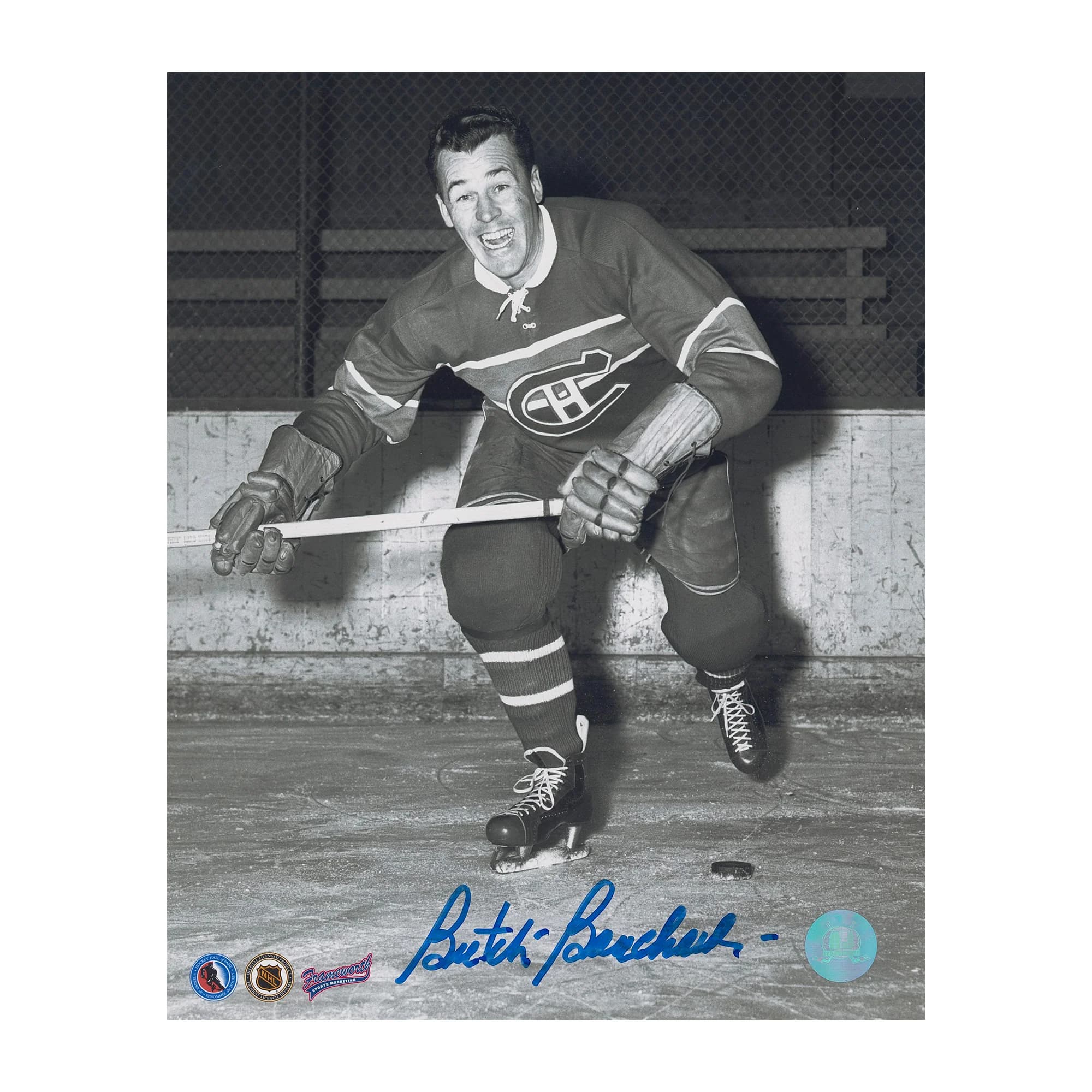 Butch Bouchard Autographed Montreal Canadiens 8x10 Photo Butch Bouchard Photo 8x10, Montreal Canadiens, supplier stock photo