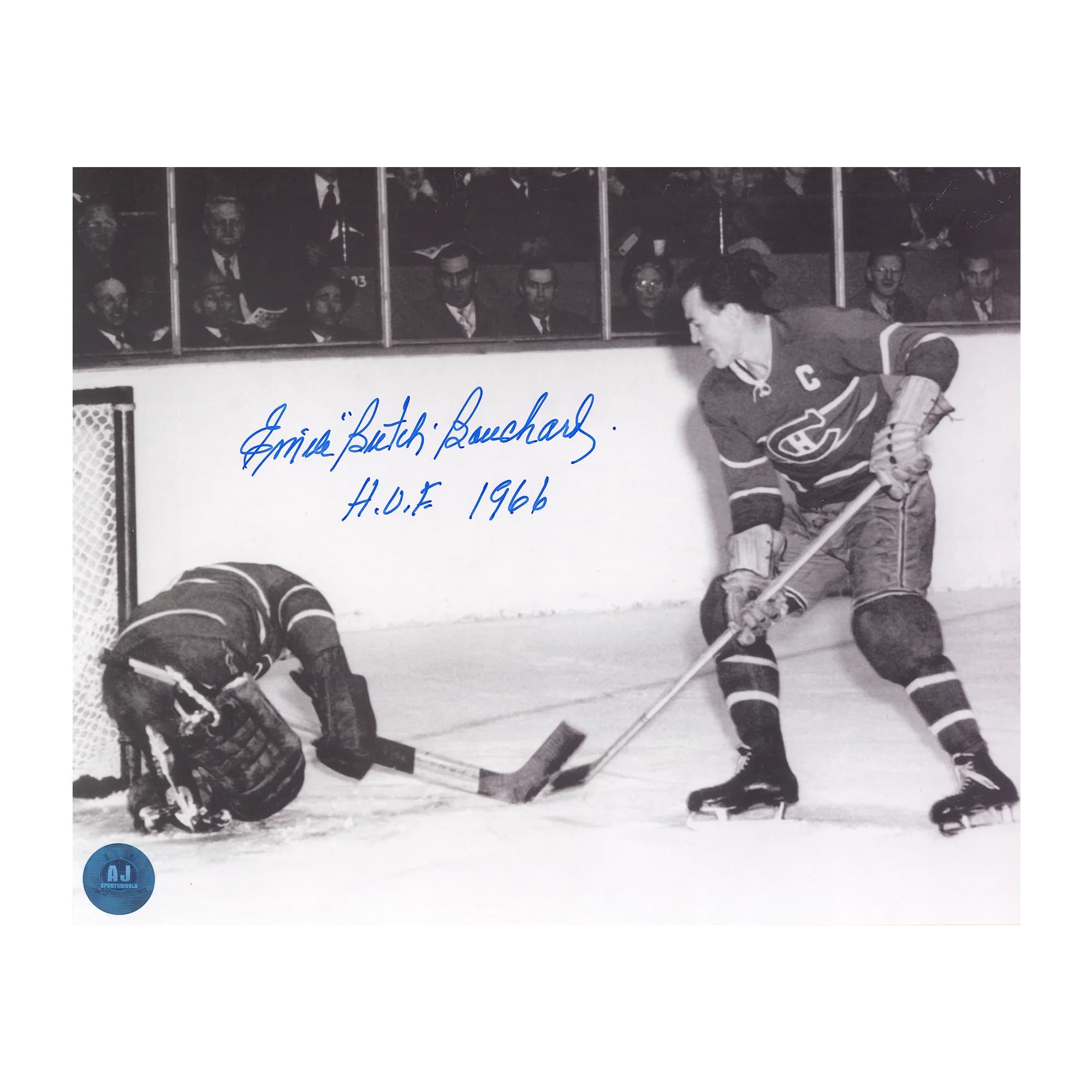 Butch Bouchard Signed Montreal Canadiens Game Action 8x10 Photo Butch Bouchard Photo 8x10-game-action, Montreal Canadiens, supplier stock photo