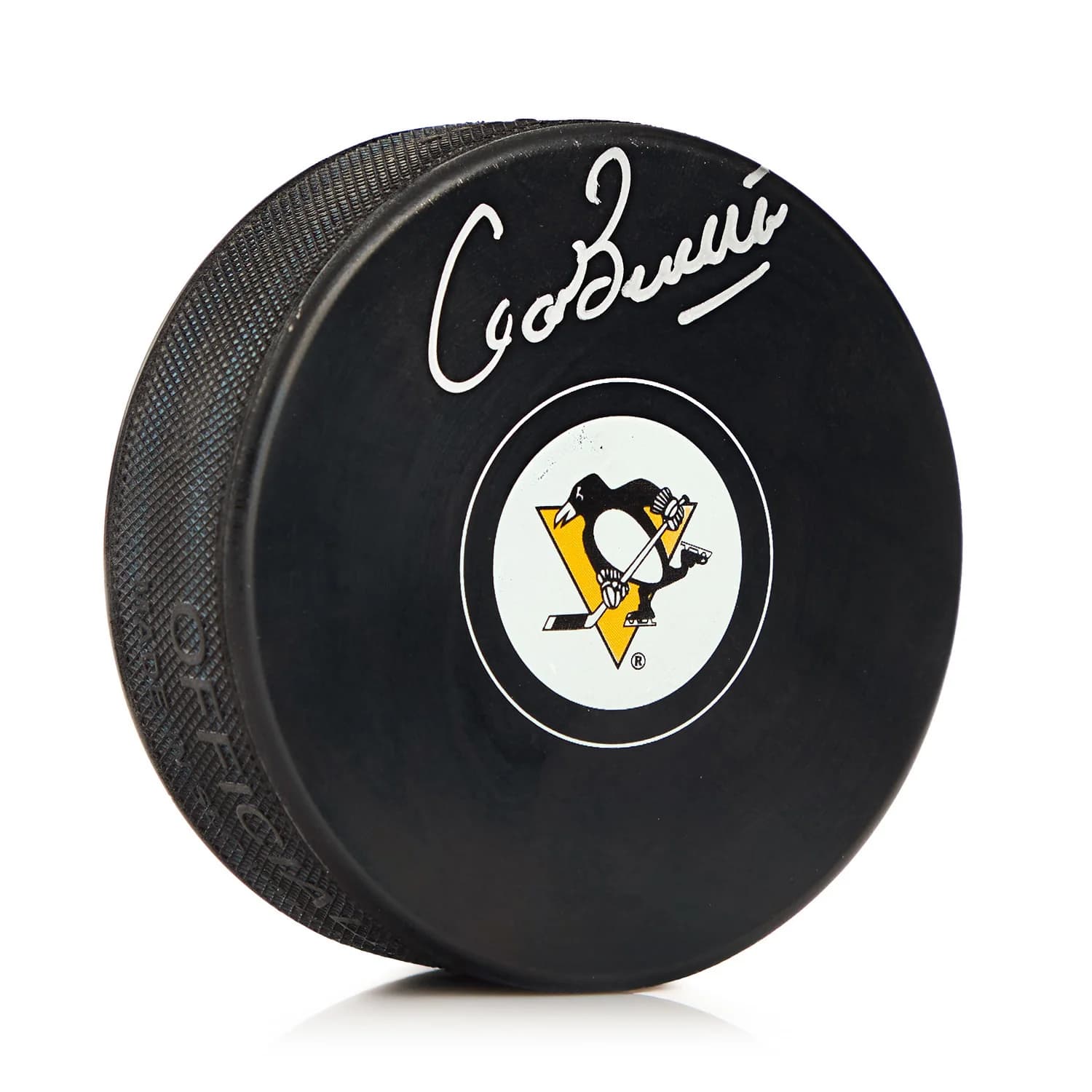 Pat Boutette Autographed Pittsburgh Penguins Hockey Puck Pat Boutette Puck hockey, Pittsburgh Penguins, supplier stock photo