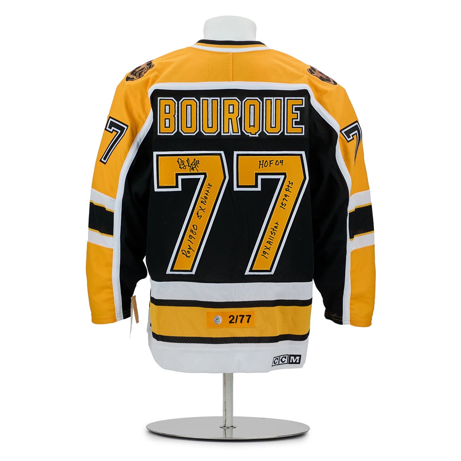 Ray Bourque Boston Bruins Signed & Inscribed Stats Vintage CCM Jersey #2/77 Ray Bourque Jersey ray-bourque-boston-bruins-inscribed-stats, Boston Bruins, supplier stock photo