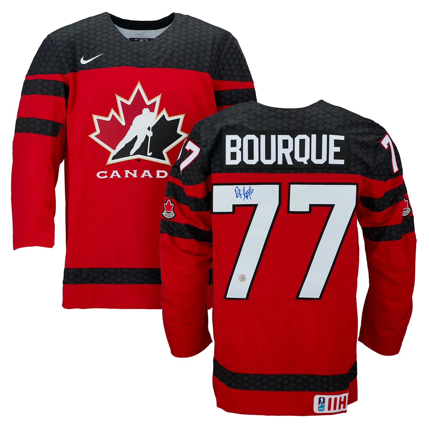 Ray Bourque Autographed Team Canada Red Nike Hockey Jersey Ray Bourque Jersey ray-bourque-team-canada-red-nike, view 3, supplier stock photo