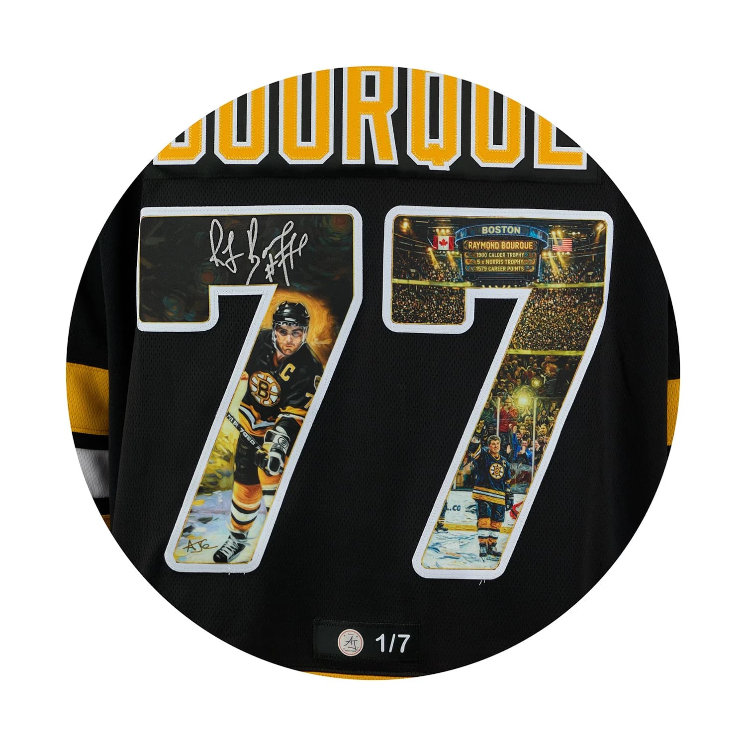 Ray Bourque Autographed Boston Bruins Master Series Art Jersey #1/7 Ray Bourque Jersey ray-bourque-boston-bruins-master-series, Boston Bruins, view 3, supplier stock photo