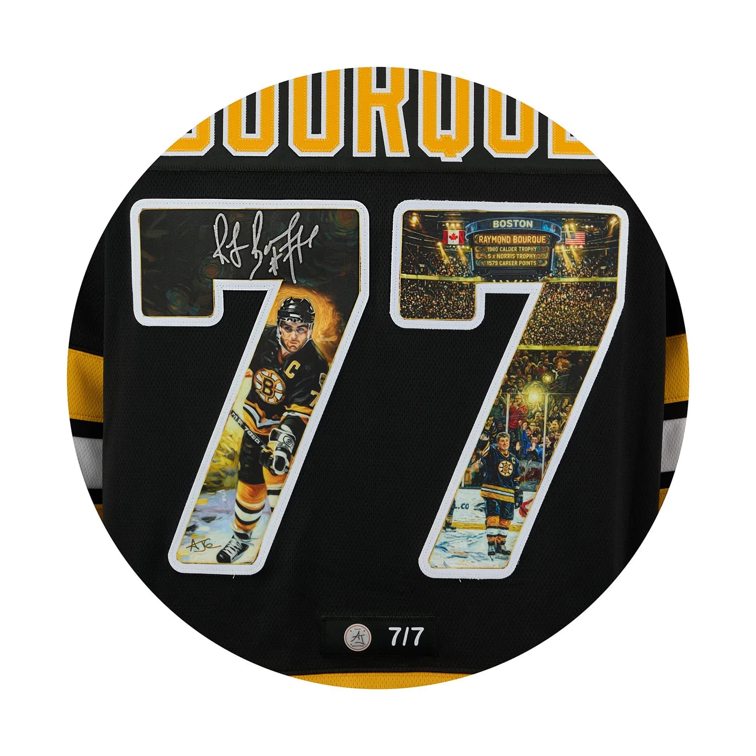 Ray Bourque Autographed Boston Bruins Master Series Art Jersey #7/7 Ray Bourque Jersey ray-bourque-boston-bruins-master-series, Boston Bruins, view 3, supplier stock photo