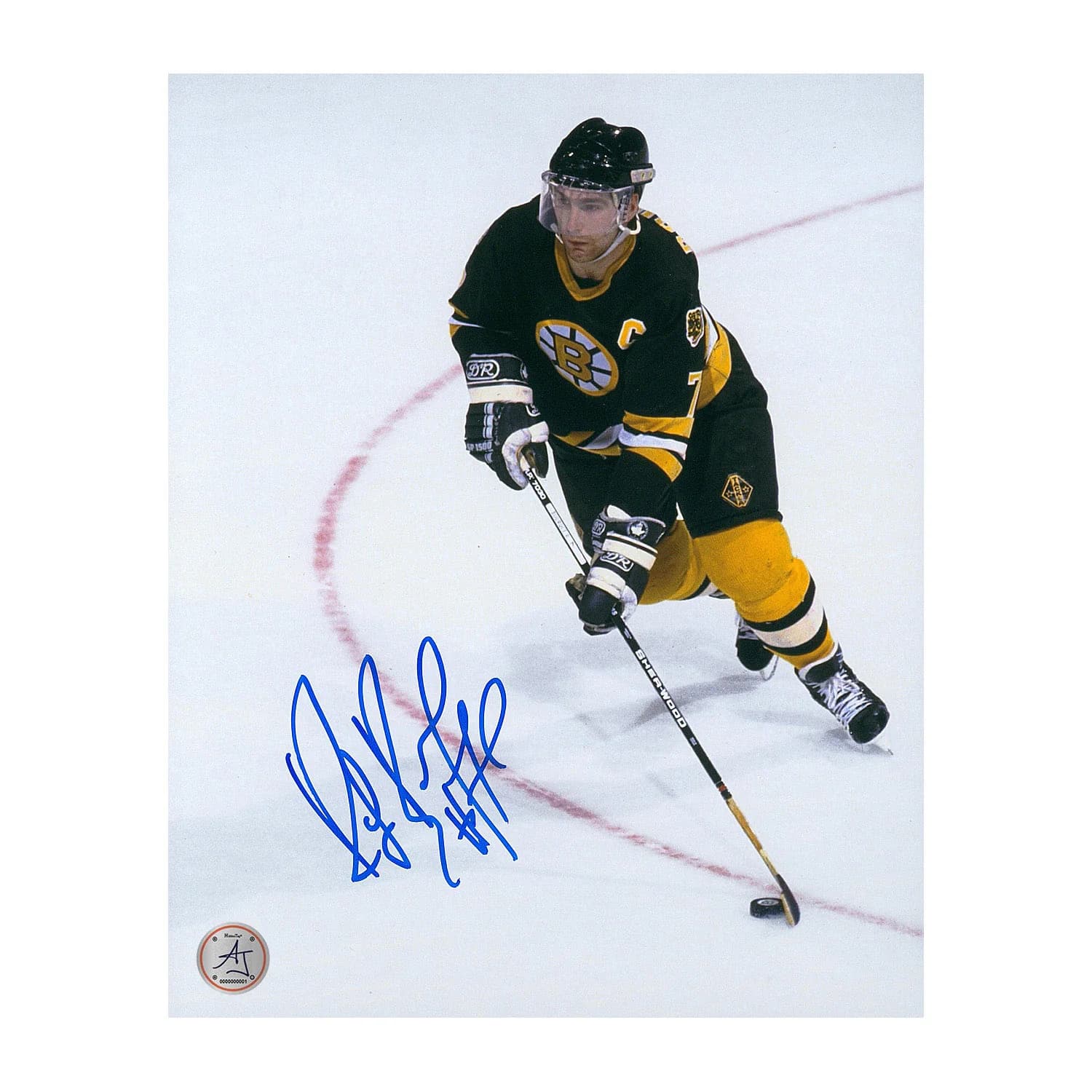 Ray Bourque Autographed Boston Bruins Puck Rush 8x10 Photo Ray Bourque Puck 8x10-rush, Boston Bruins, supplier stock photo