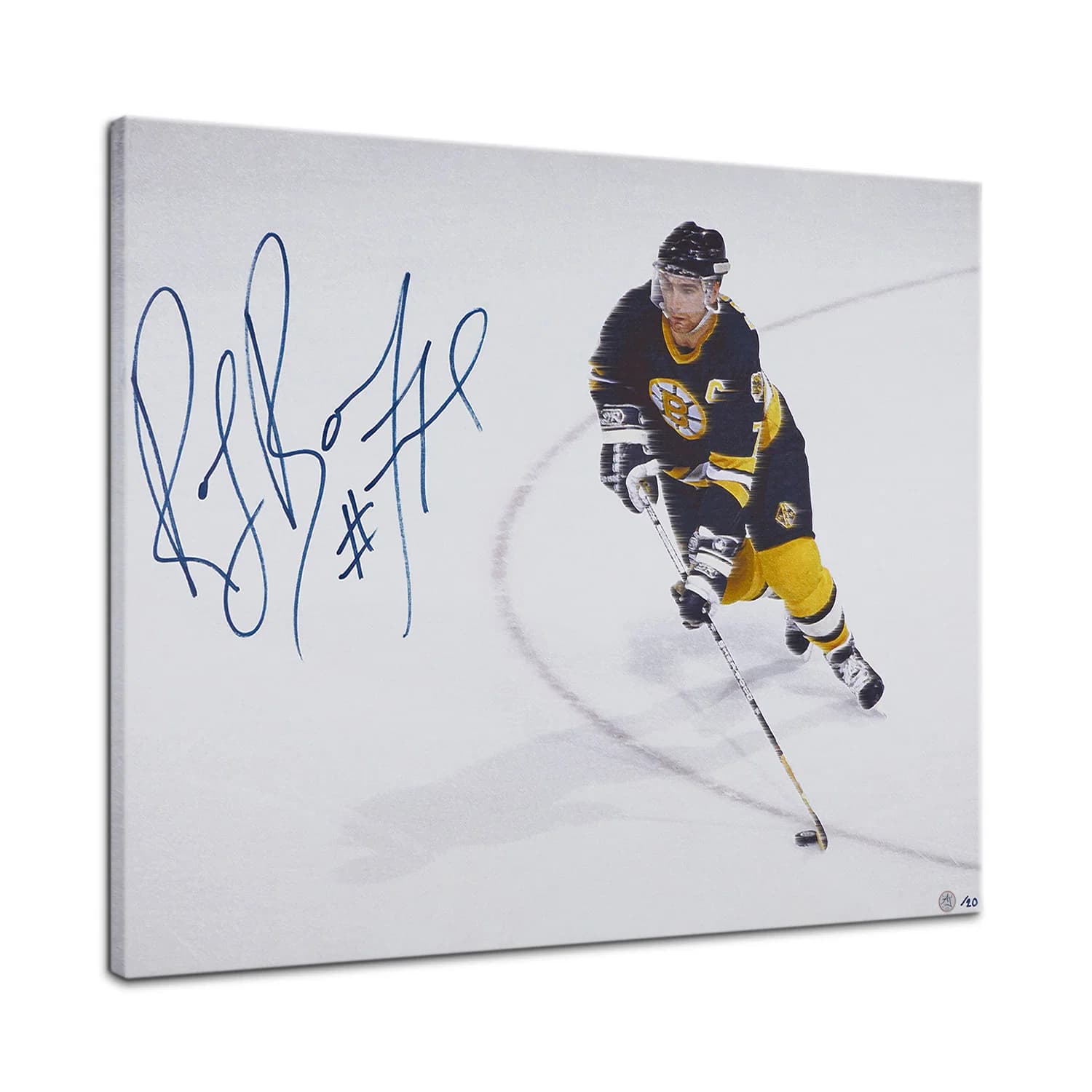 Ray Bourque Autographed Boston Hockey Brush Strokes 26x32 Art Canvas Ray Bourque Canvas 26x32-boston-hockey-brush-strokes-art, supplier stock photo