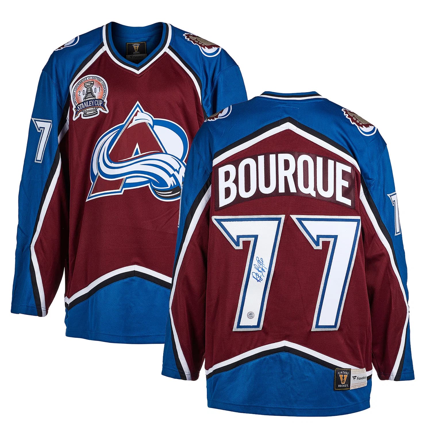 Ray Bourque Colorado Avalanche Signed 2001 Stanley Cup Fanatics Jersey Ray Bourque Jersey 2001-stanley-cup, Colorado Avalanche, view 3, supplier stock photo
