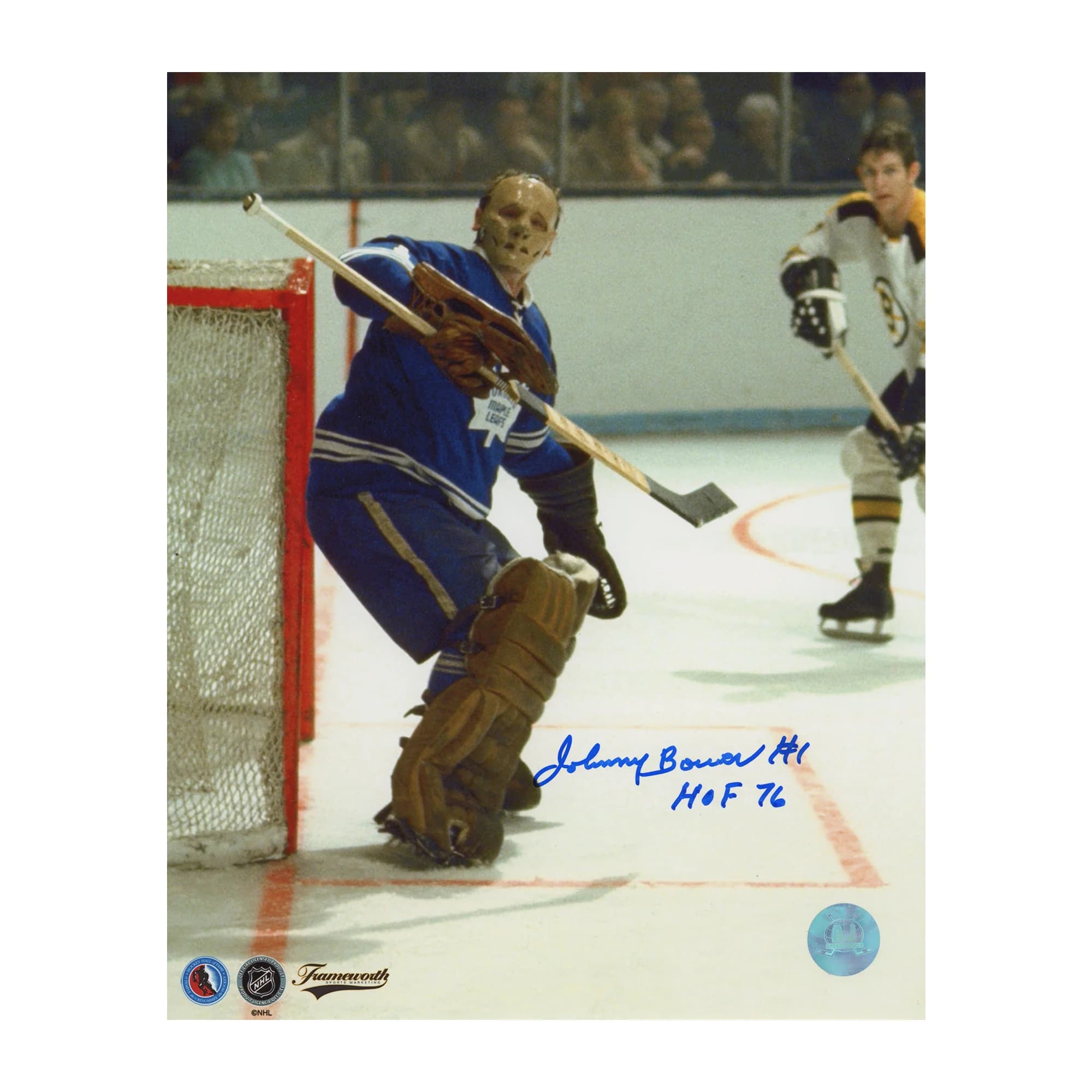Johnny Bower Signed Toronto Maple Leafs Goalie 8x10 Photo with Note Johnny Bower Photo 8x10-goalie-note, Toronto Maple Leafs, supplier stock photo