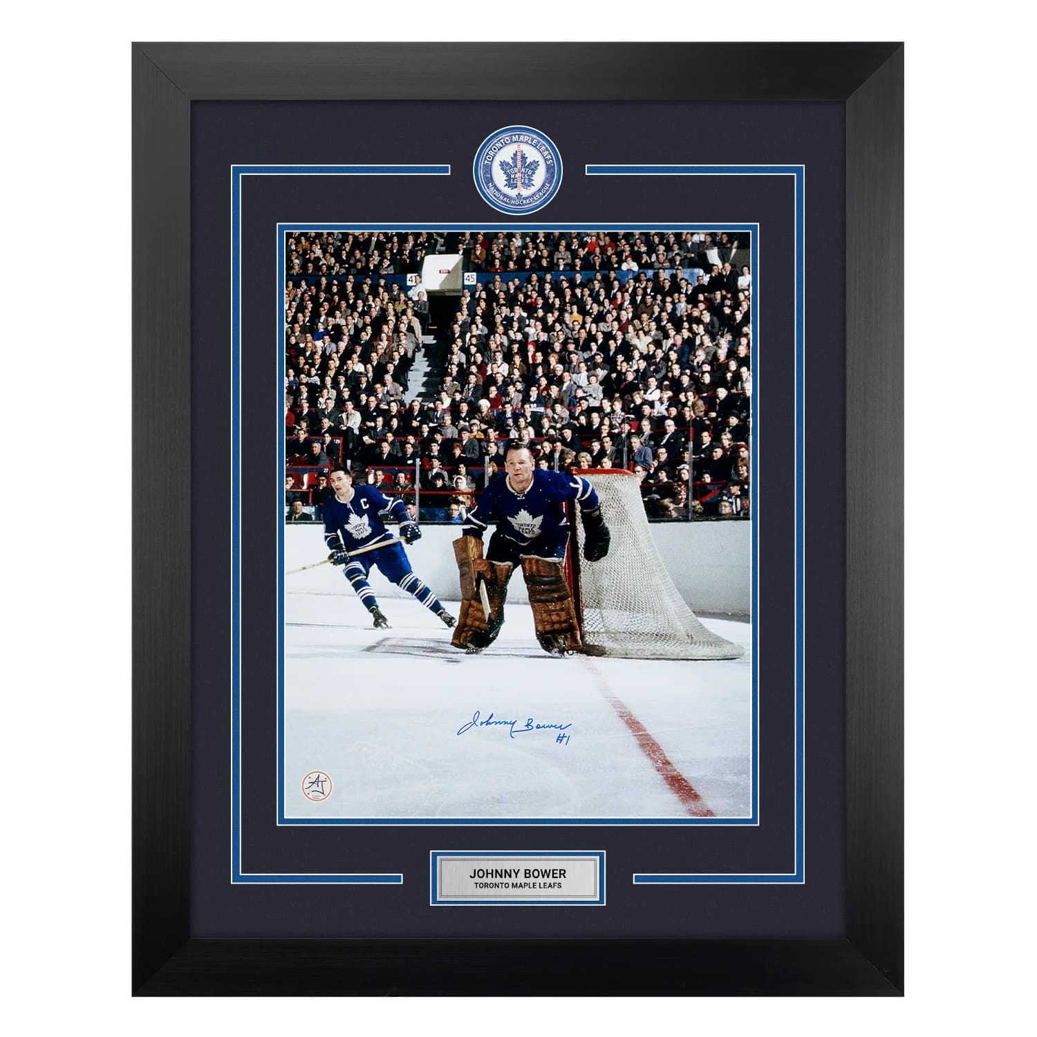 Johnny Bower Signed Toronto Maple Leafs Centre Ice Logo 26x32 Frame Johnny Bower Other 26x32-centre-ice-logo-frame, Toronto Maple Leafs, supplier stock photo