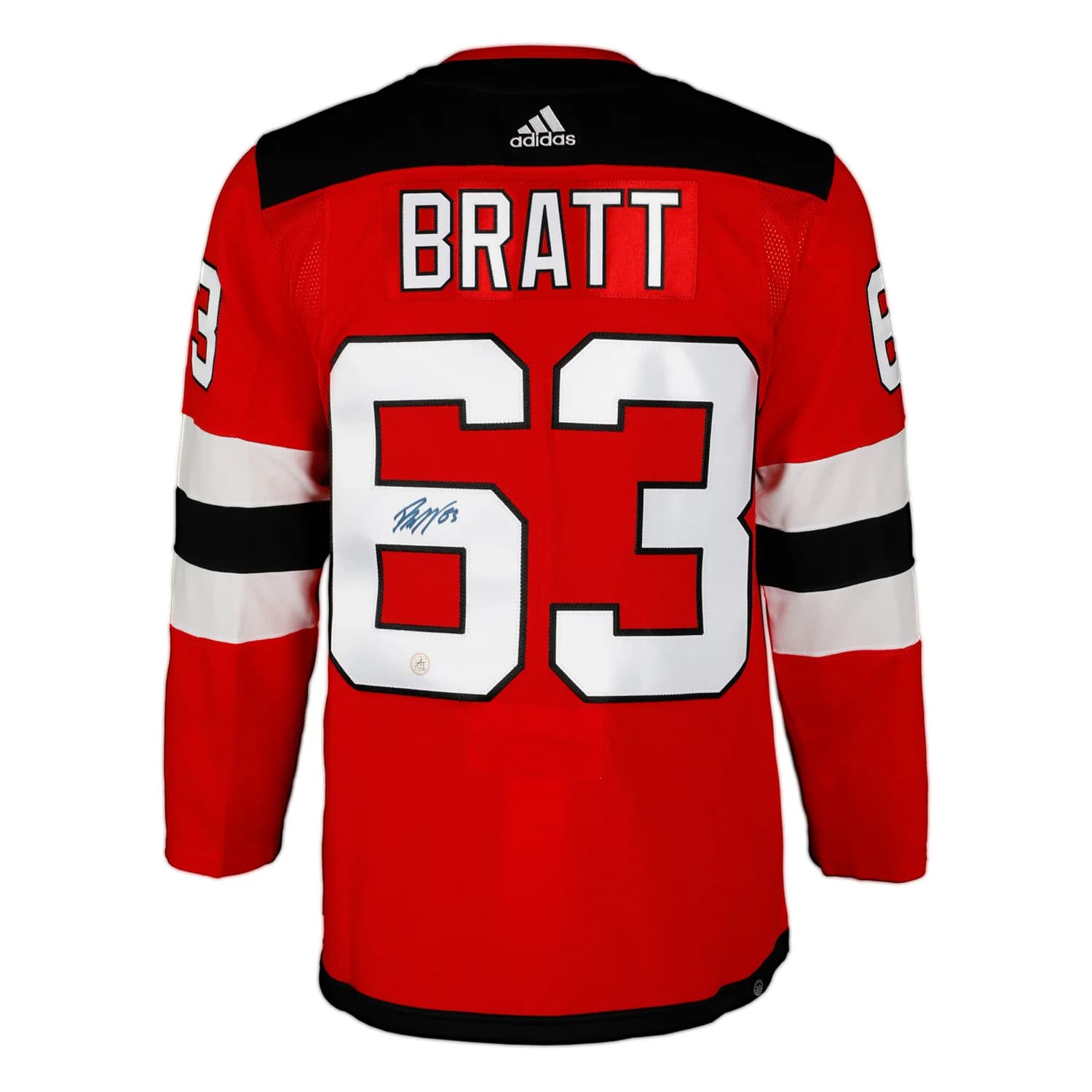 Jesper Bratt Autographed New Jersey Devils Red adidas Jersey Jesper Bratt Jersey red-adidas, New Jersey Devils, supplier stock photo
