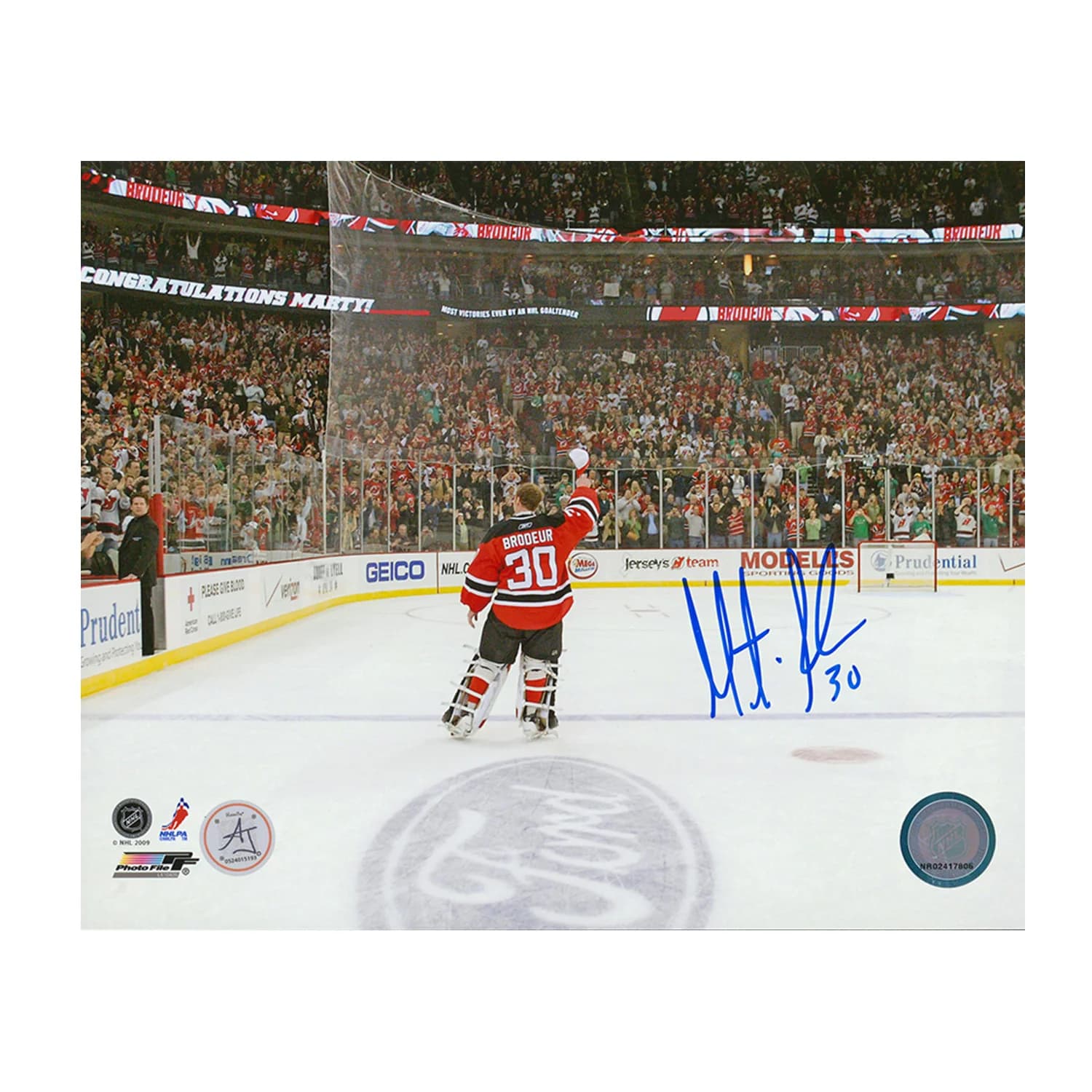 Martin Brodeur Signed New Jersey Devils Win Record Celebration 8x10 Photo Martin Brodeur Jersey 8x10-win-record-celebration, New Jersey Devils, supplier stock photo
