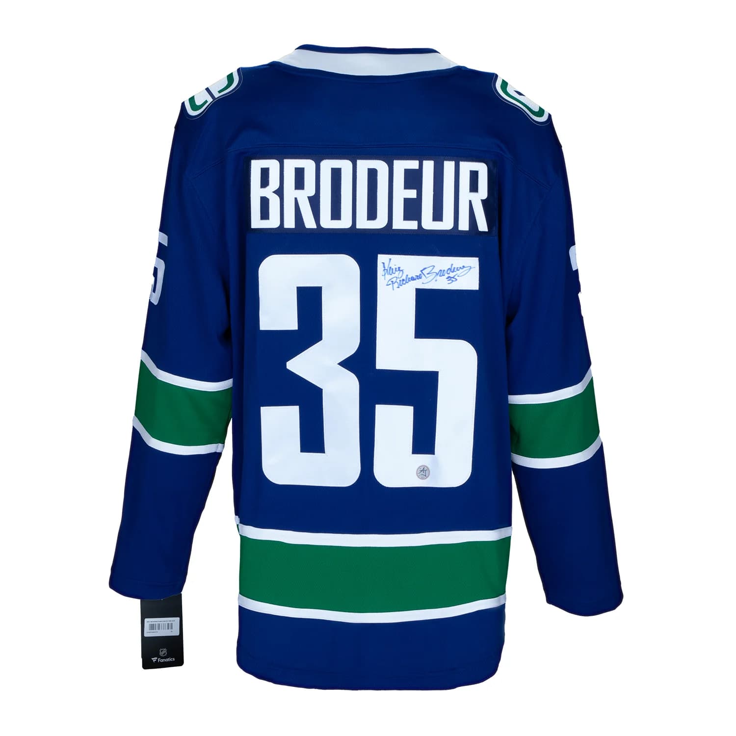 Richard Brodeur Autographed Vancouver Canucks Fanatics Breakaway Jersey Richard Brodeur Jersey breakaway, Vancouver Canucks, supplier stock photo