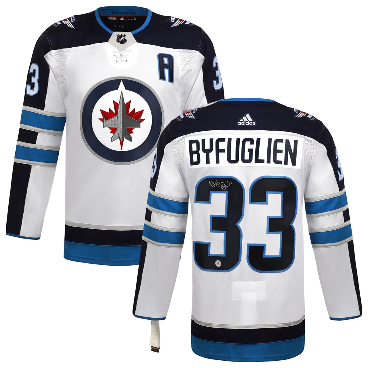 Dustin Byfuglien Autographed Winnipeg Jets White adidas Jersey Dustin Byfuglien Jersey white-adidas, Winnipeg Jets, view 3, supplier stock photo