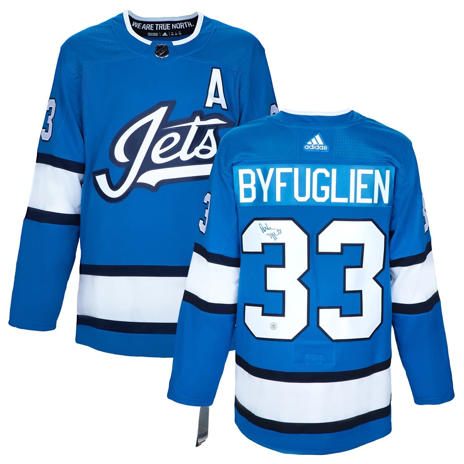 Dustin Byfuglien Signed Winnipeg Jets Aviator Alternate adidas Jersey Dustin Byfuglien Jersey aviator-alternate-adidas, Winnipeg Jets, view 3, supplier stock photo