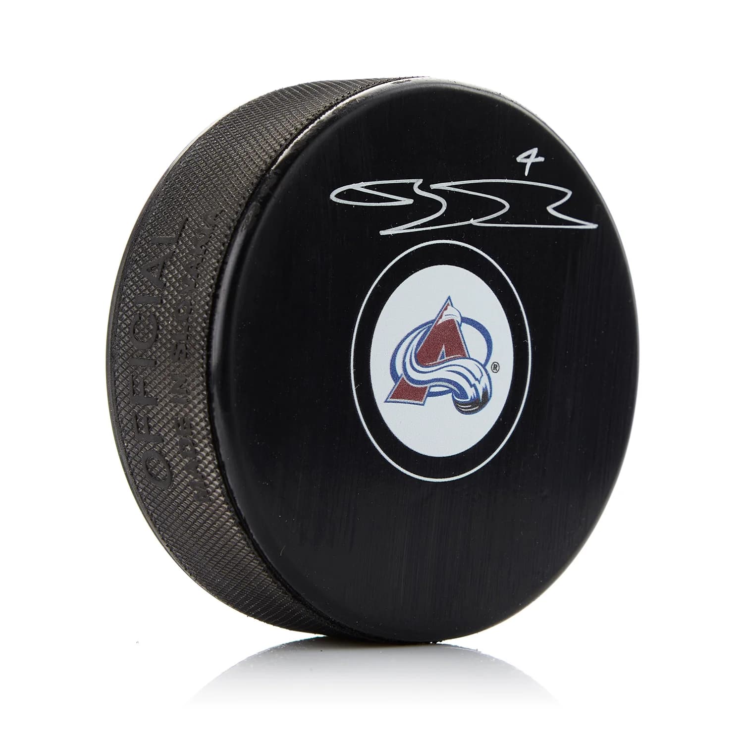 Bowen Byram Autographed Colorado Avalanche Hockey Puck Bowen Byram Puck hockey, Colorado Avalanche, supplier stock photo